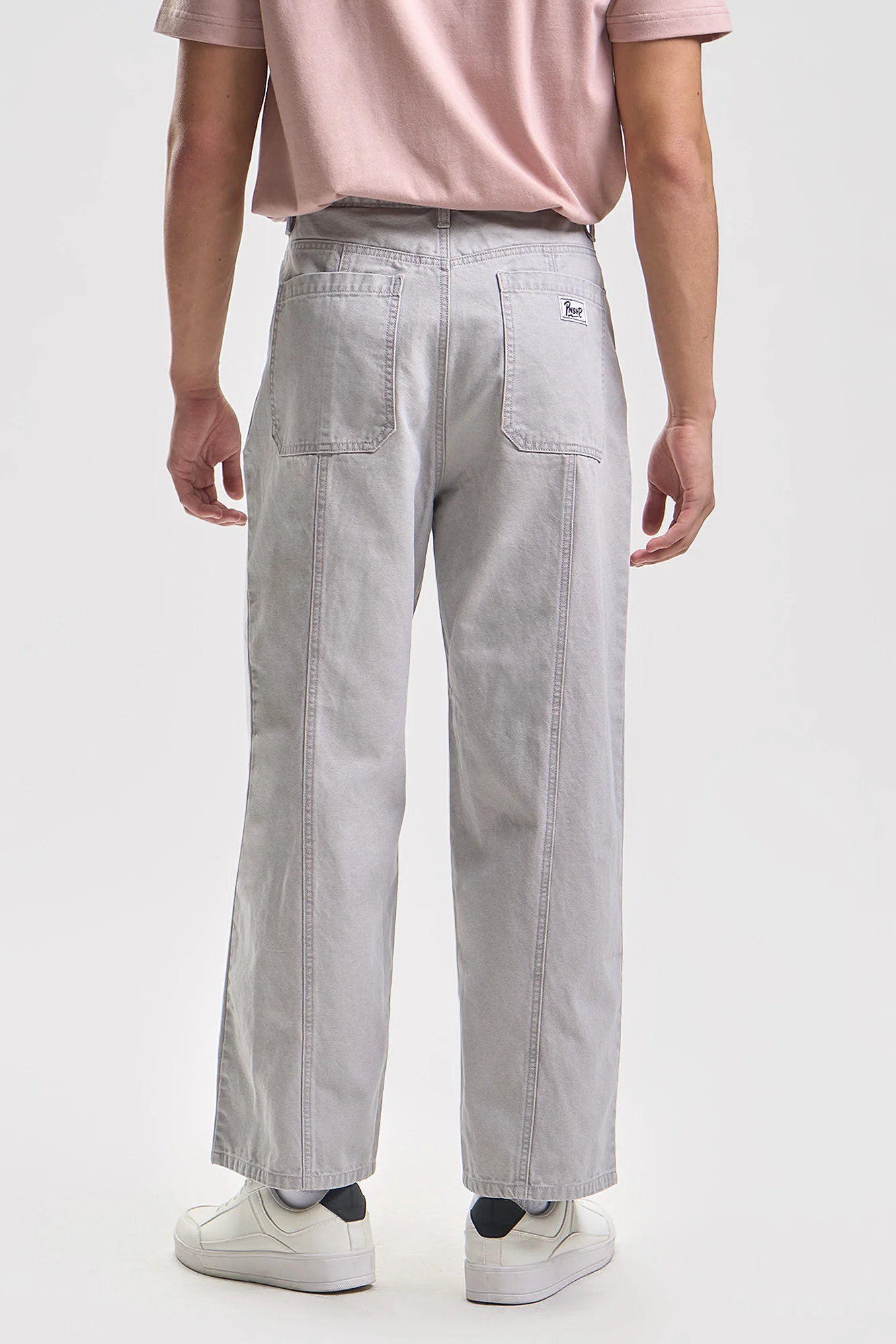 Baggy Fit Canvas Pants with Seam Detail - Image 3