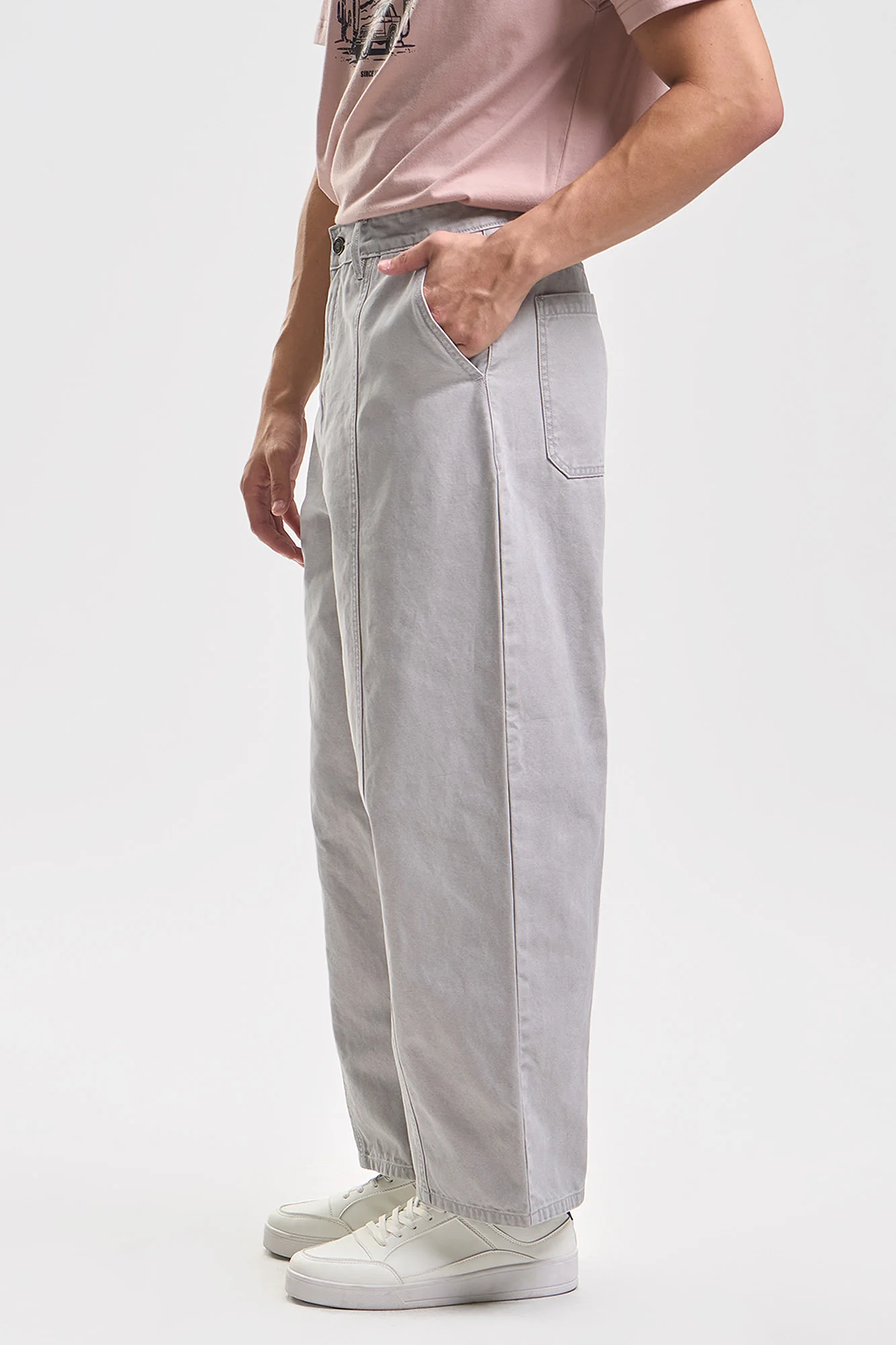 Baggy Fit Canvas Pants with Seam Detail - Image 4