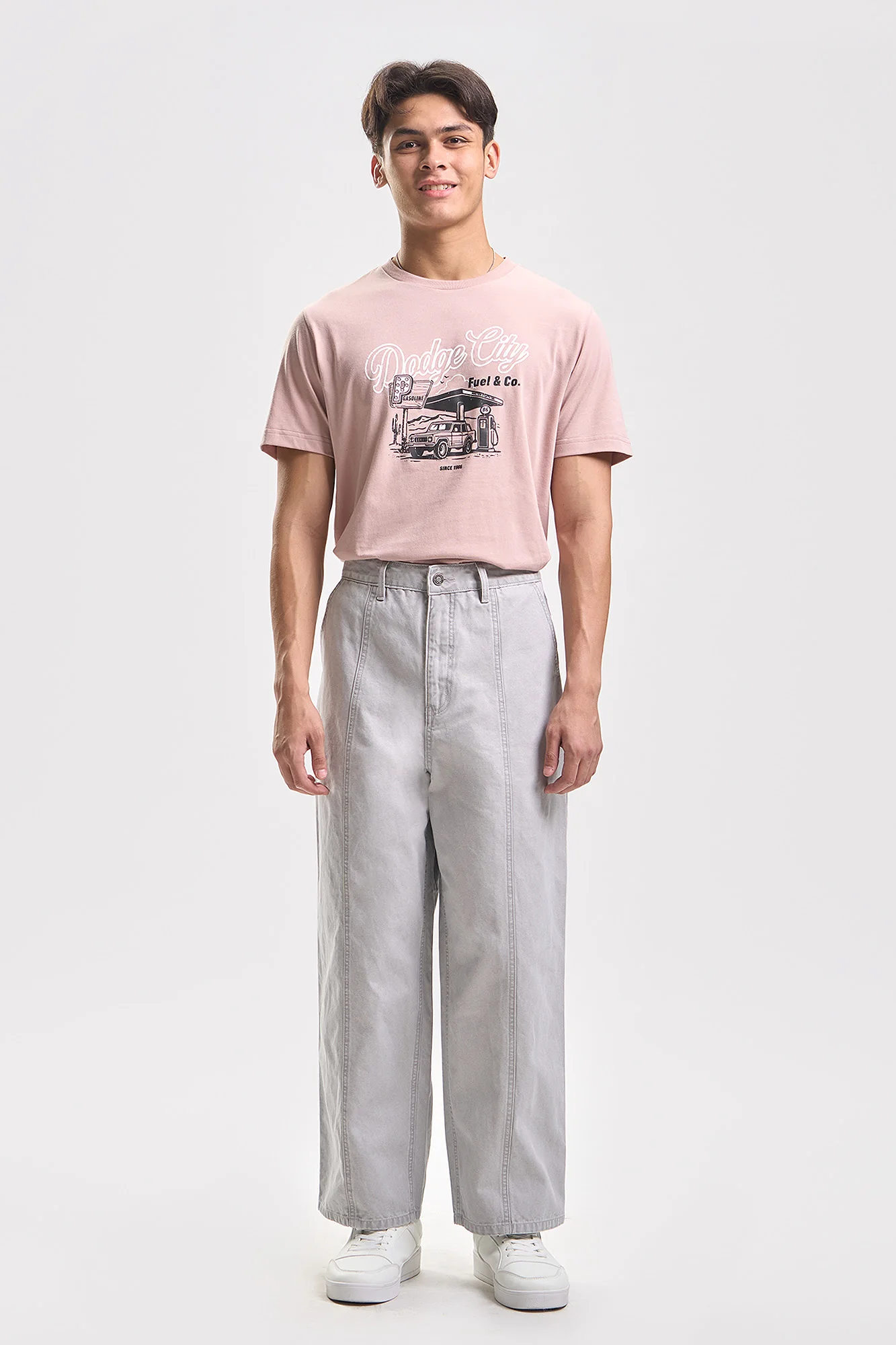 Baggy Fit Canvas Pants with Seam Detail - Image 5