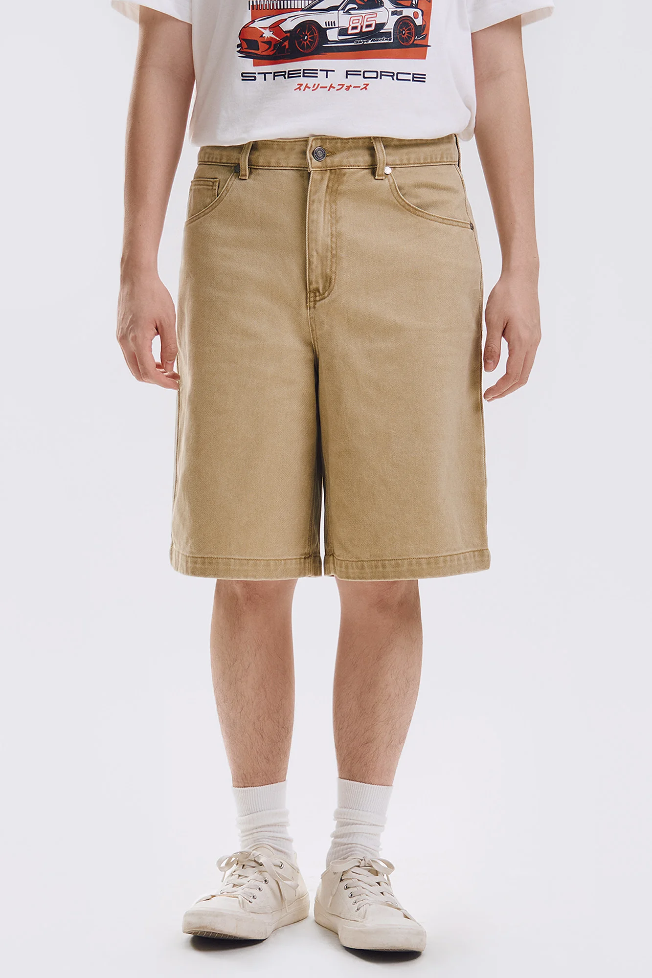 Baggy Fit Colored Denim Shorts