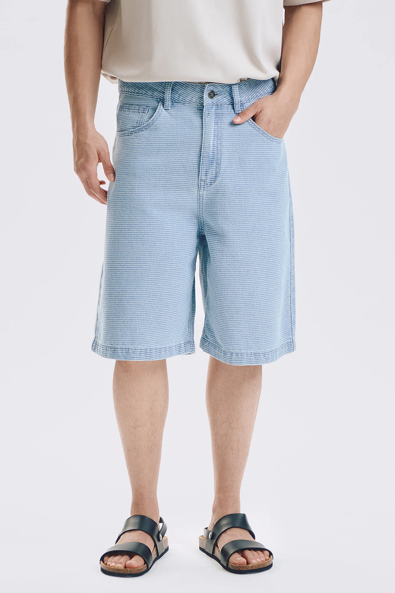 Baggy Fit Jacquard Denim Shorts