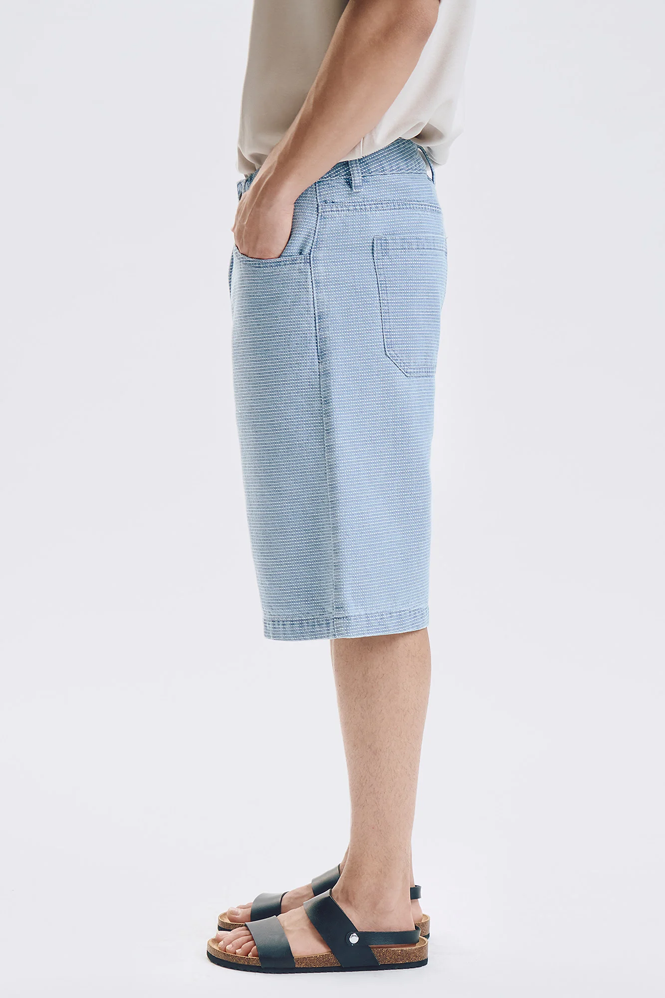 Baggy Fit Jacquard Denim Shorts - Image 3