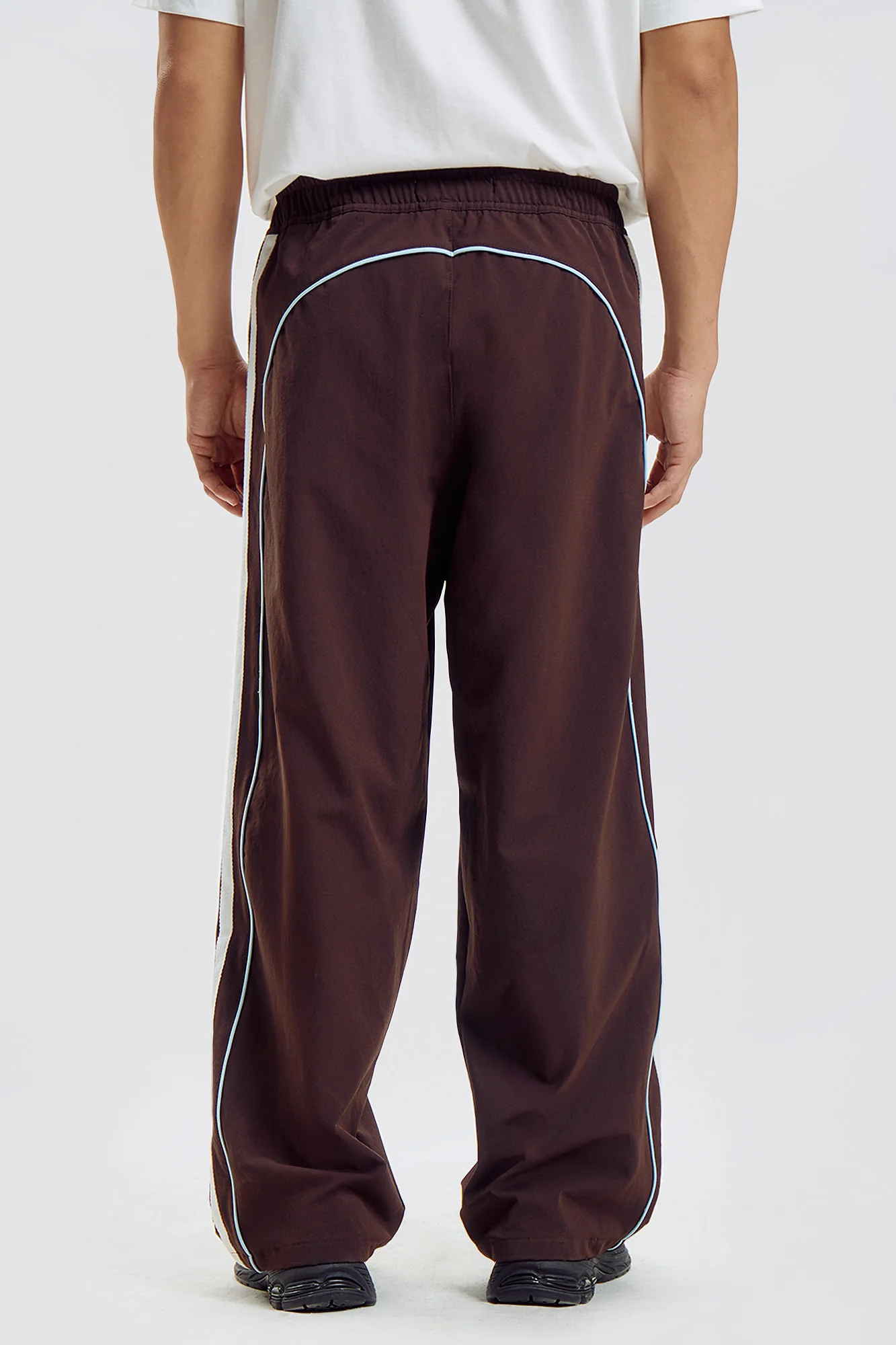 Baggy Fit Nylon Track Pants with Side Taping - Image 3