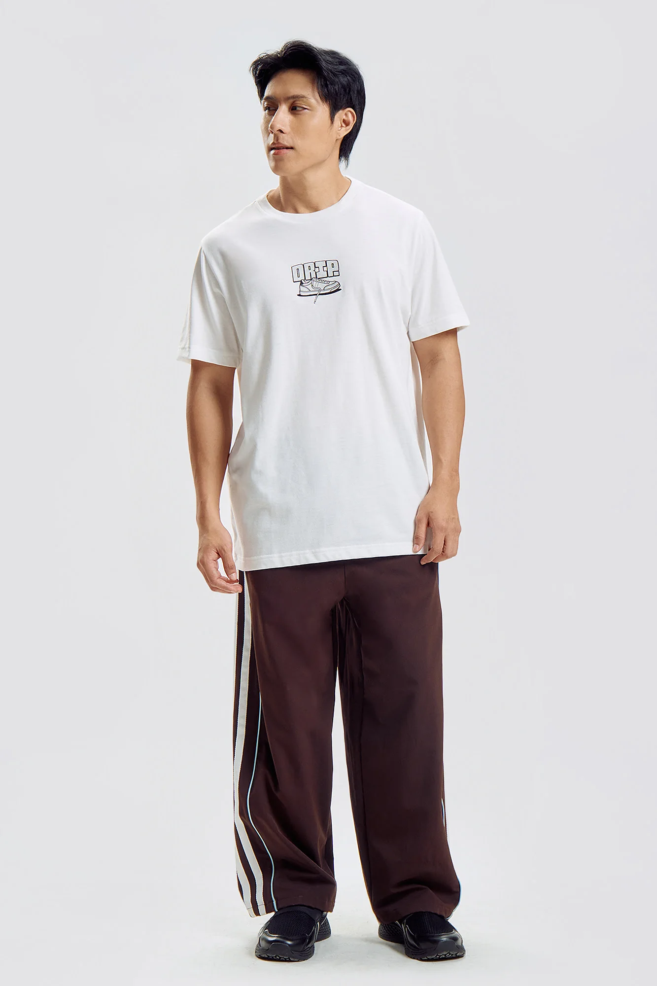 Baggy Fit Nylon Track Pants with Side Taping - Image 5