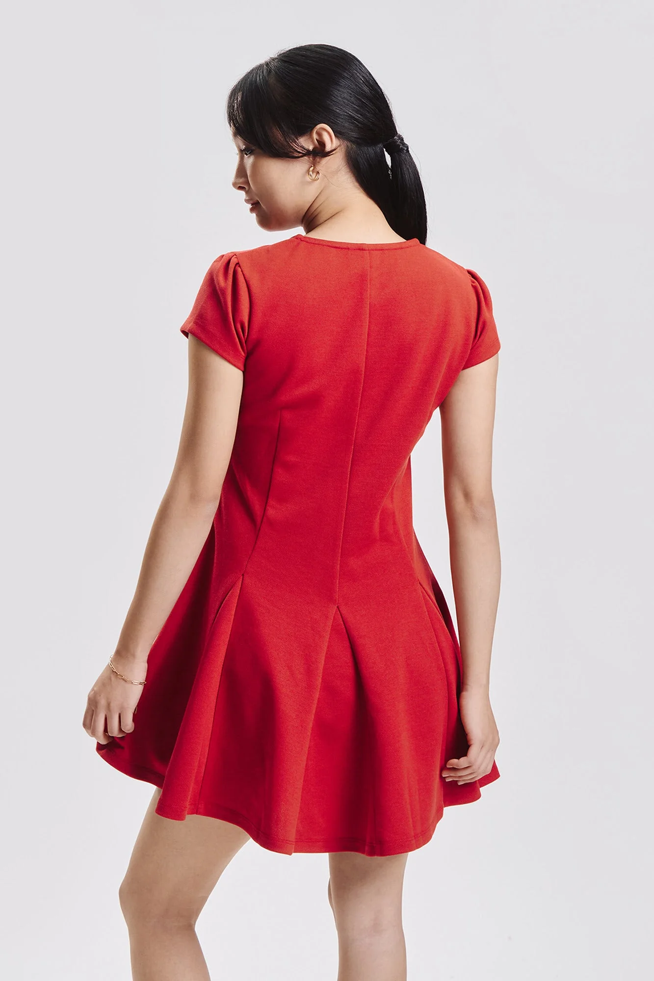 Cap Sleeve Box Pleat Mini Dress - Image 7
