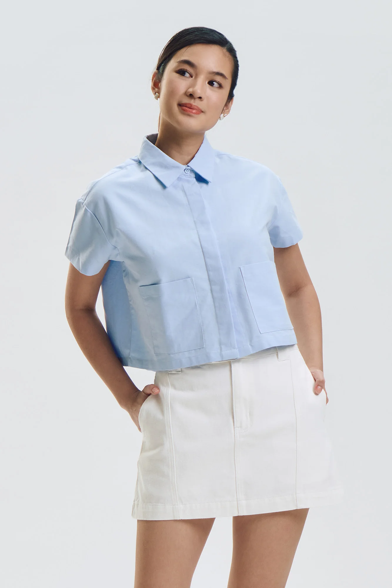 Cropped Relaxed Button Down