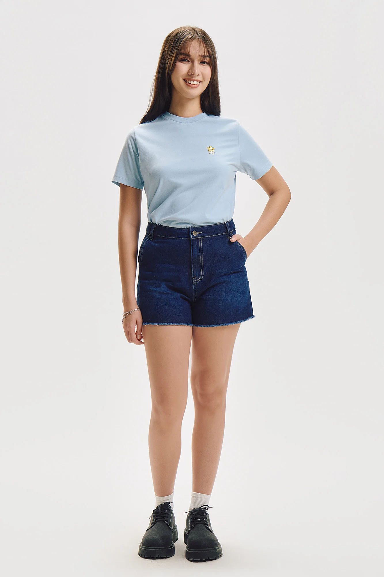 Denim Shorts with Frayed Hem - Image 5