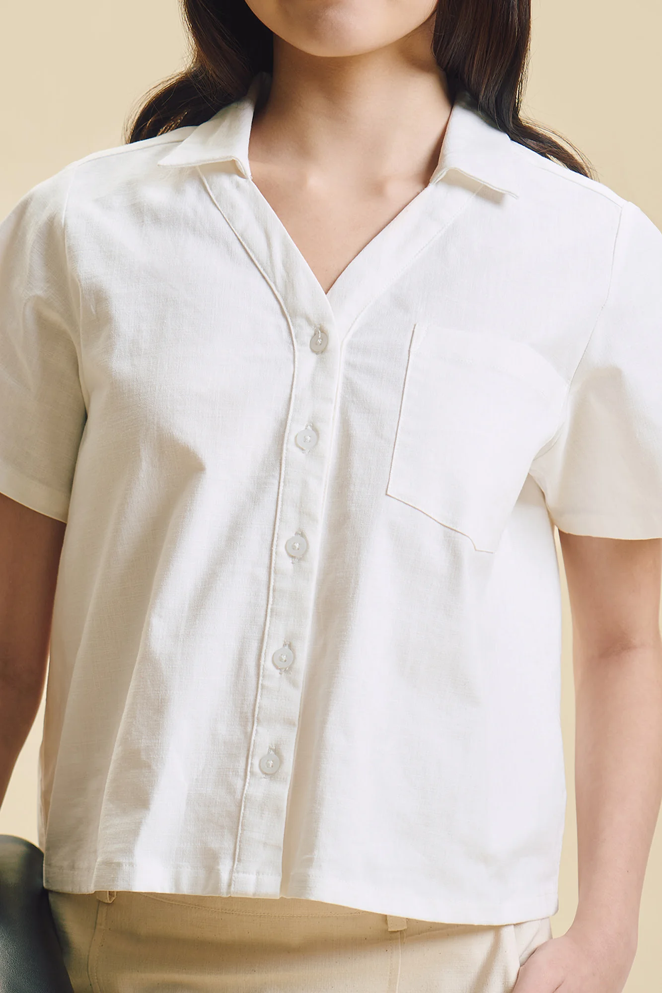 Dress Code Cropped Relaxed Button Down Top - Image 2