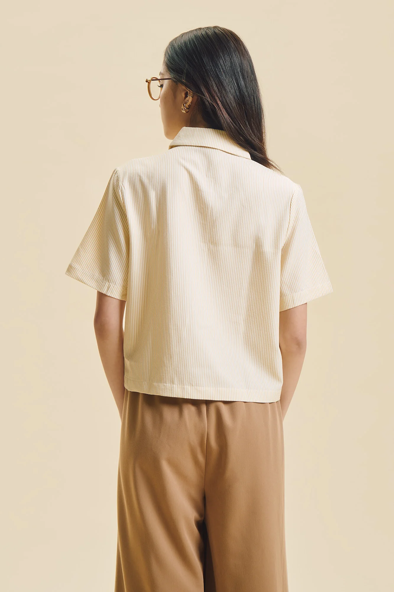 Dress Code Cropped Relaxed Button Down Top - Image 3