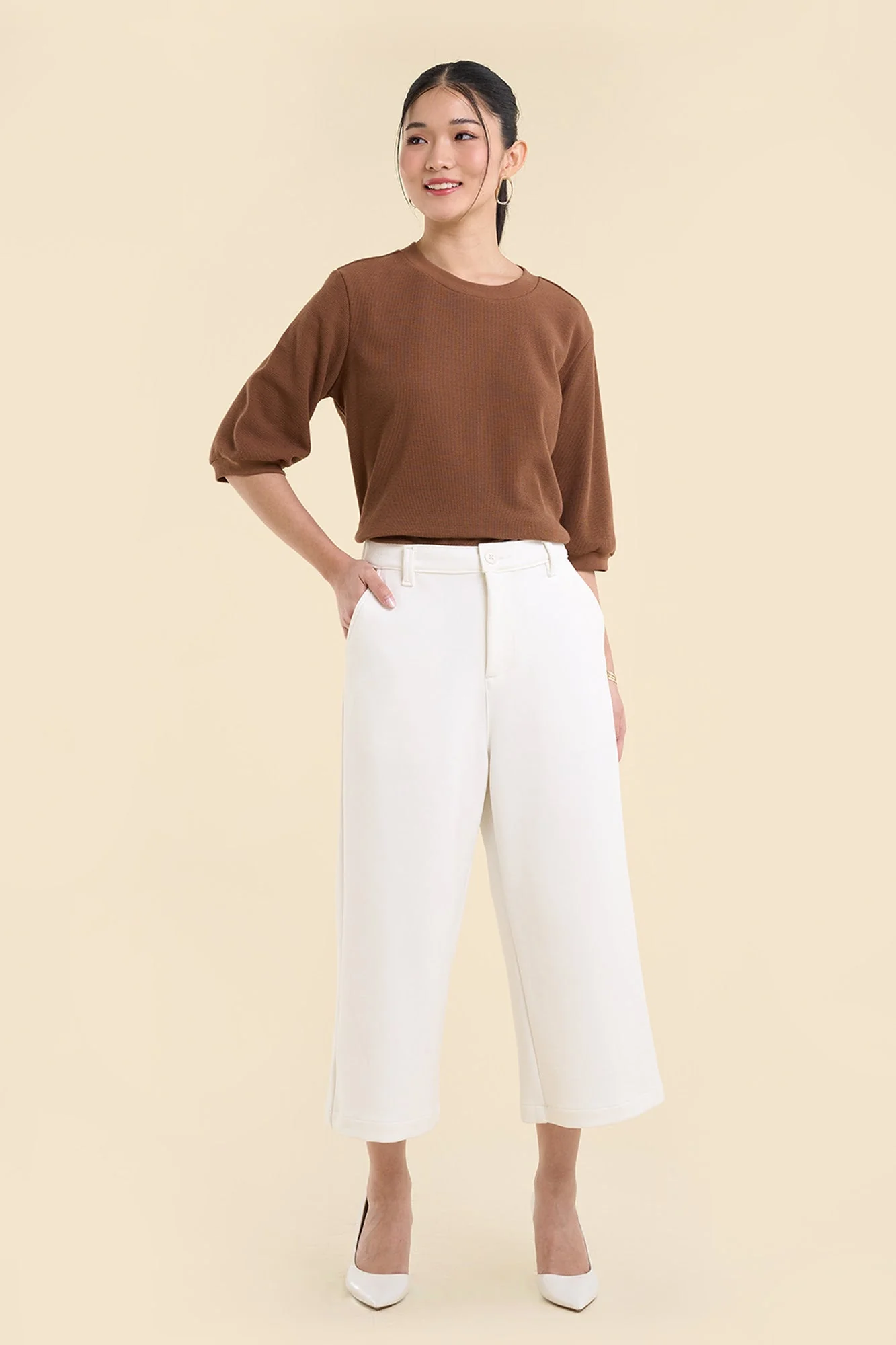 Dress Code Knit Wide Cropped Pants - Image 10