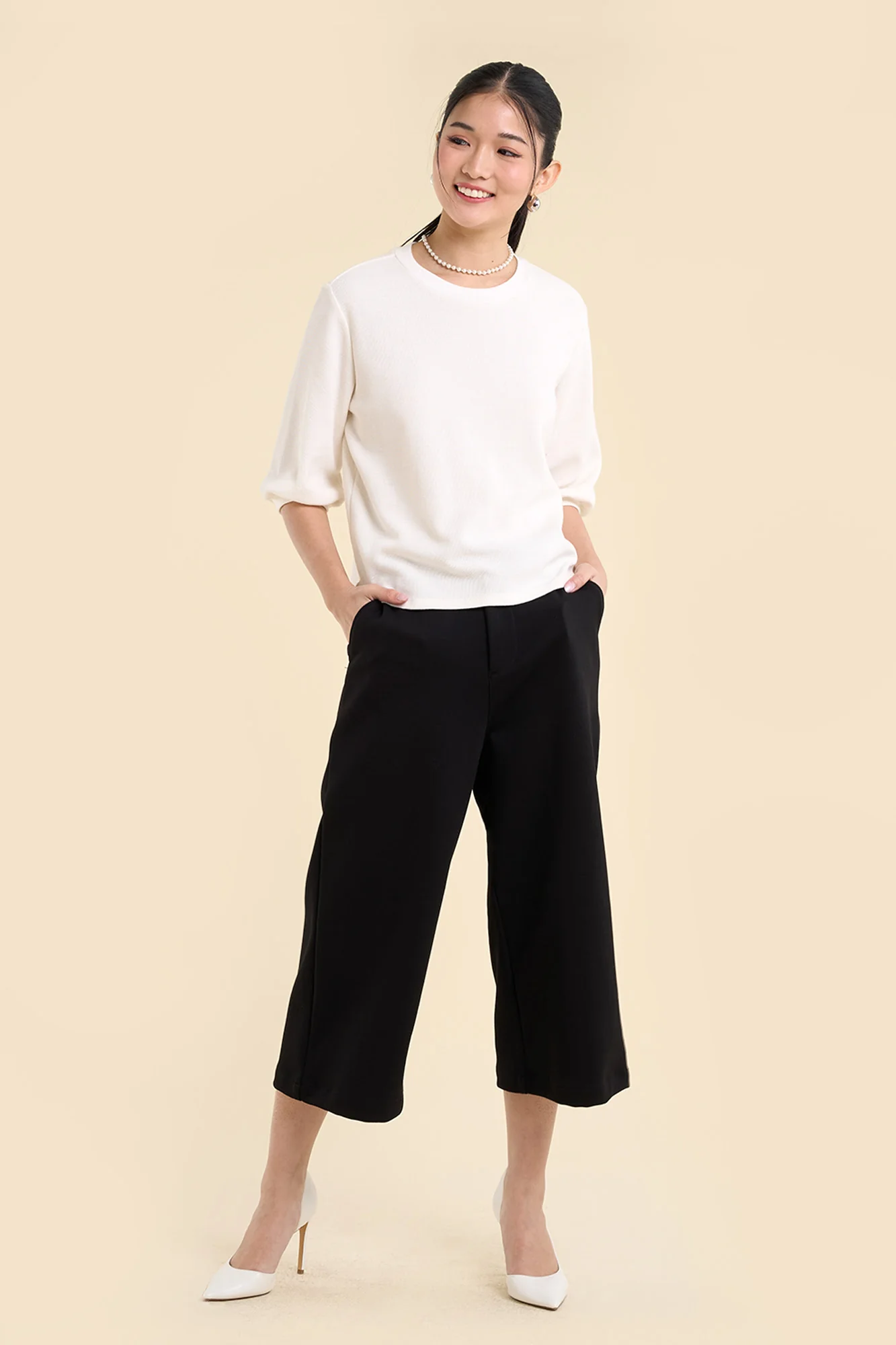 Dress Code Knit Wide Cropped Pants - Image 5