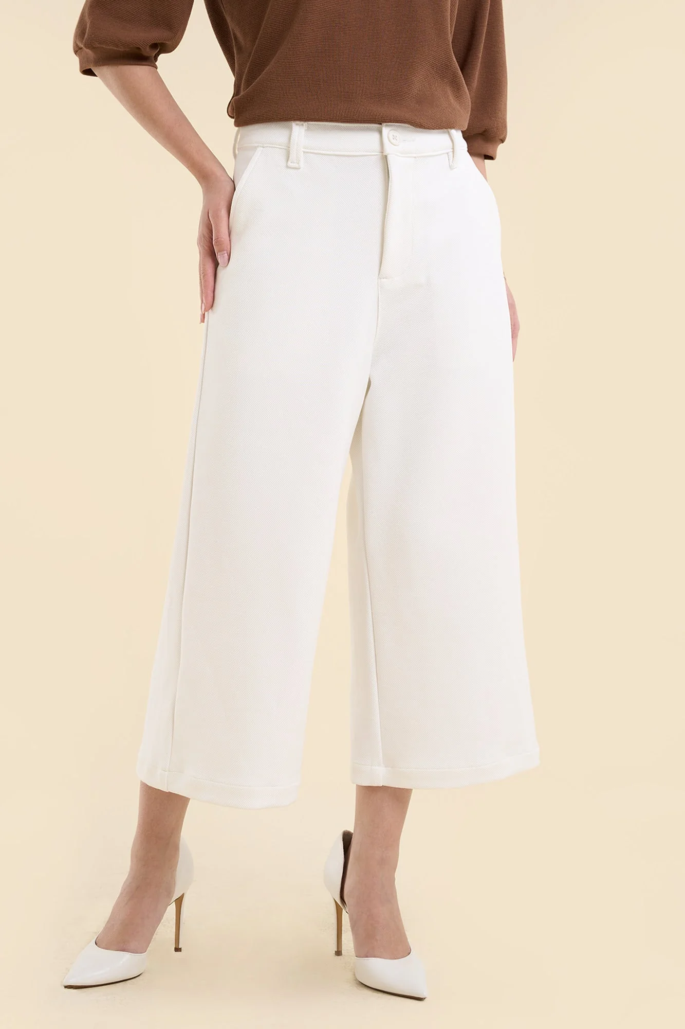 Dress Code Knit Wide Cropped Pants - Image 6