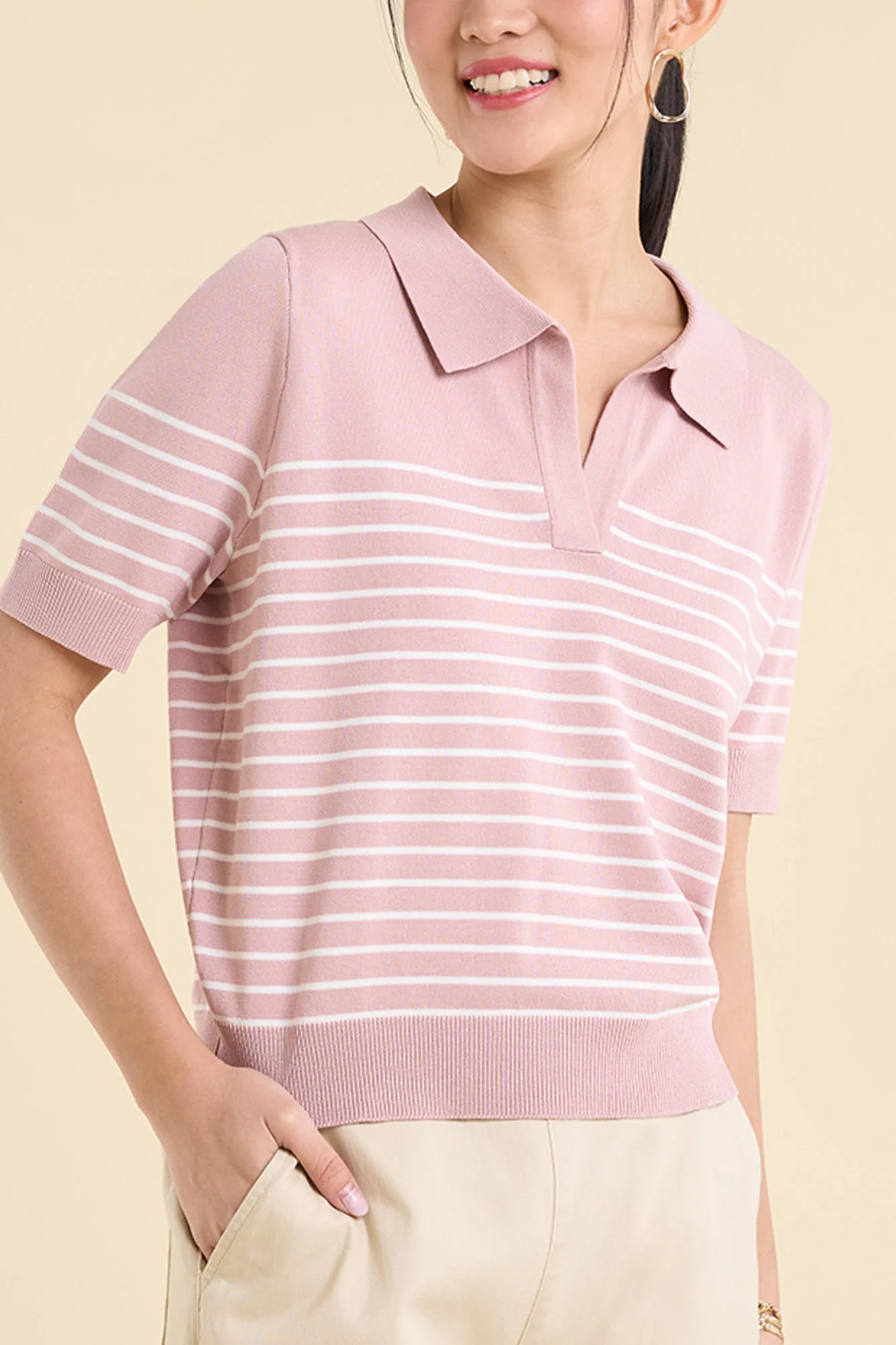 Dress Code Light Knit Striped Polo - Image 2
