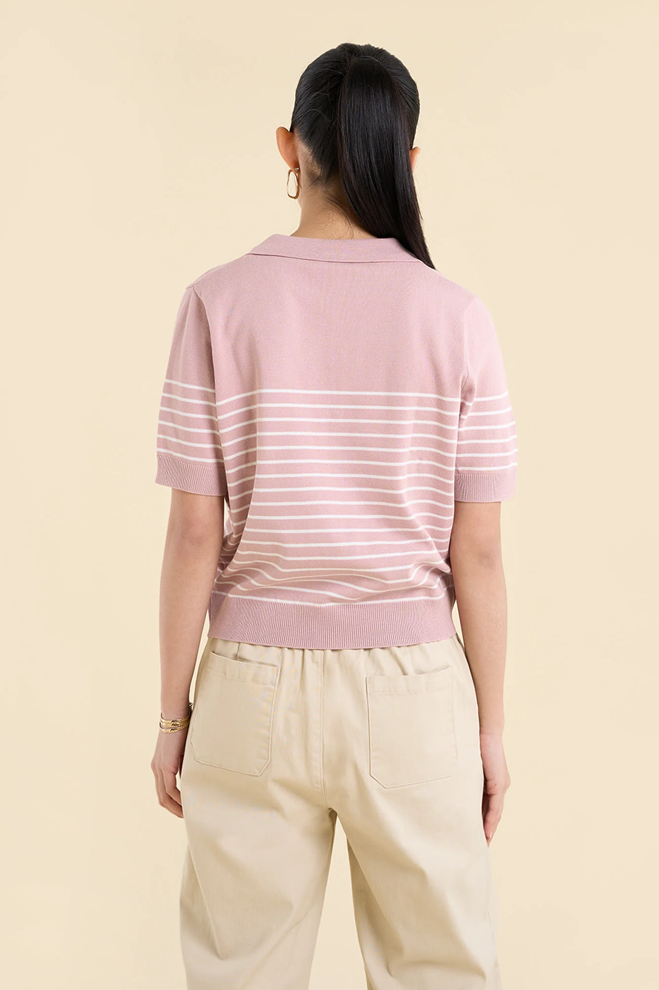 Dress Code Light Knit Striped Polo - Image 3