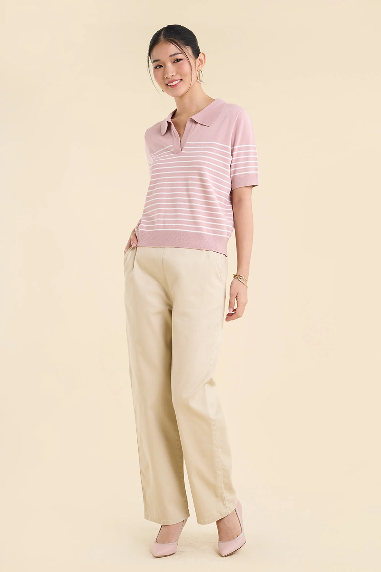 Dress Code Light Knit Striped Polo - Image 4