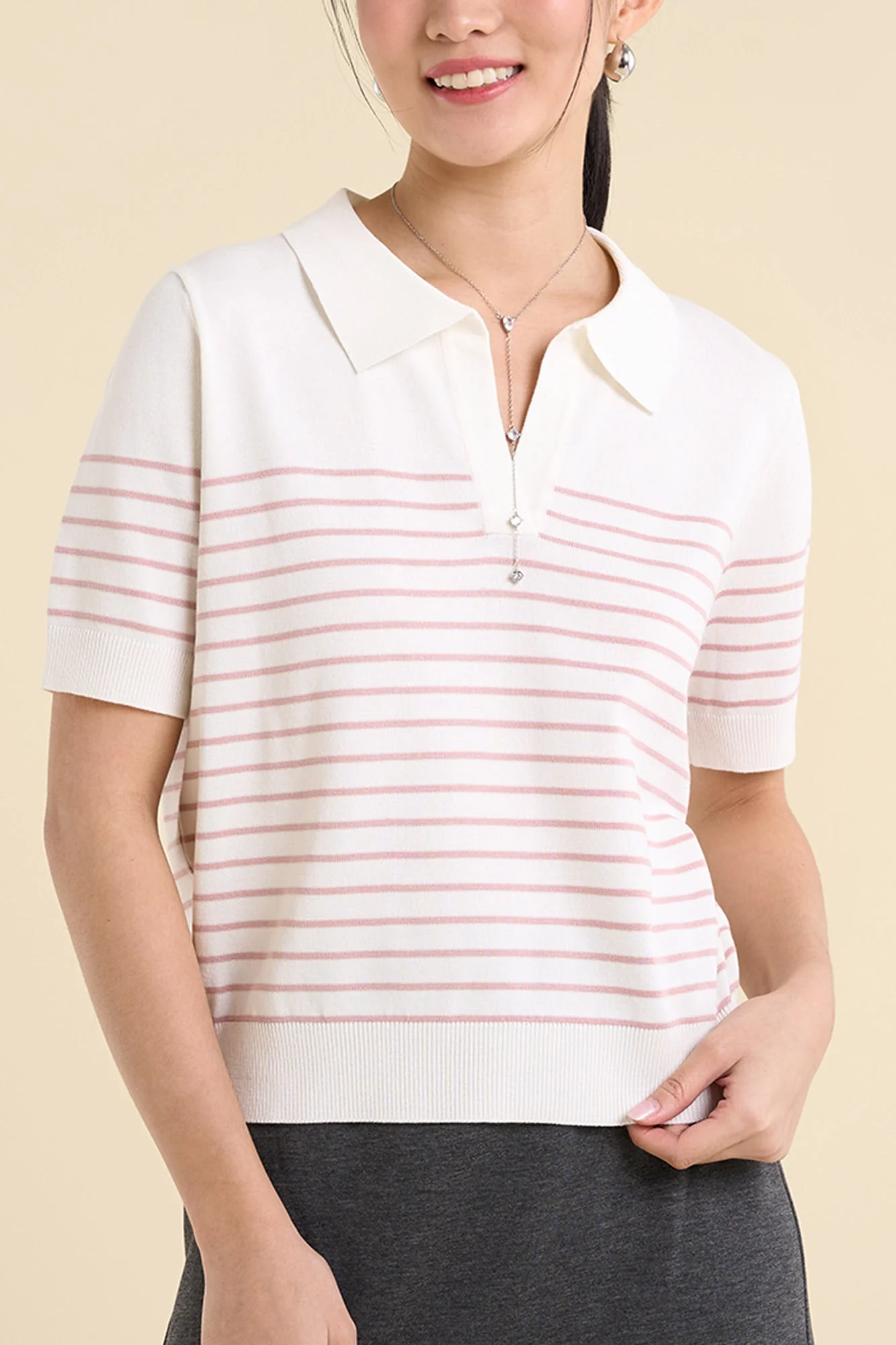 Dress Code Light Knit Striped Polo - Image 6