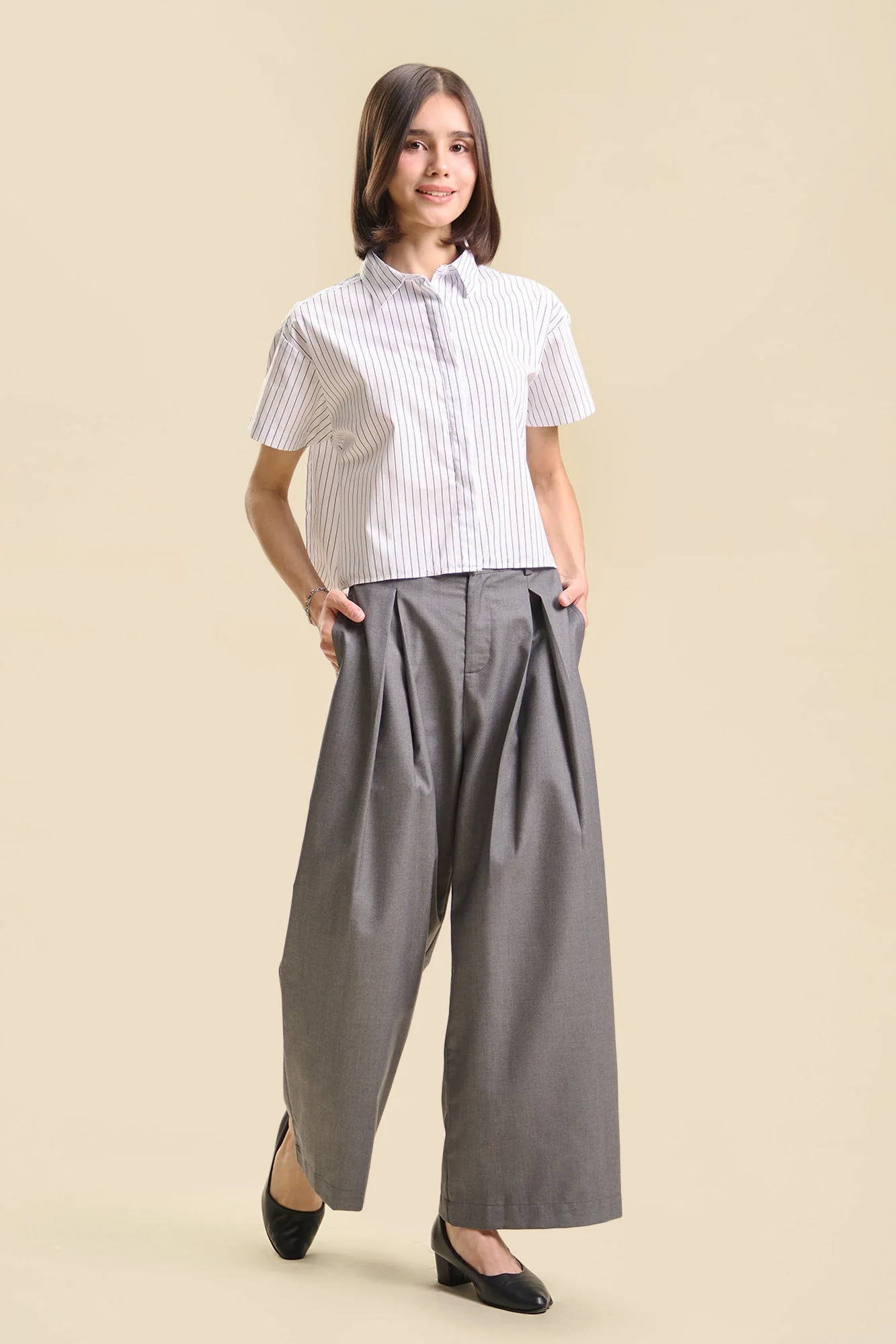 Dress Code Striped Two-Way Button Down Shirt - Image 11