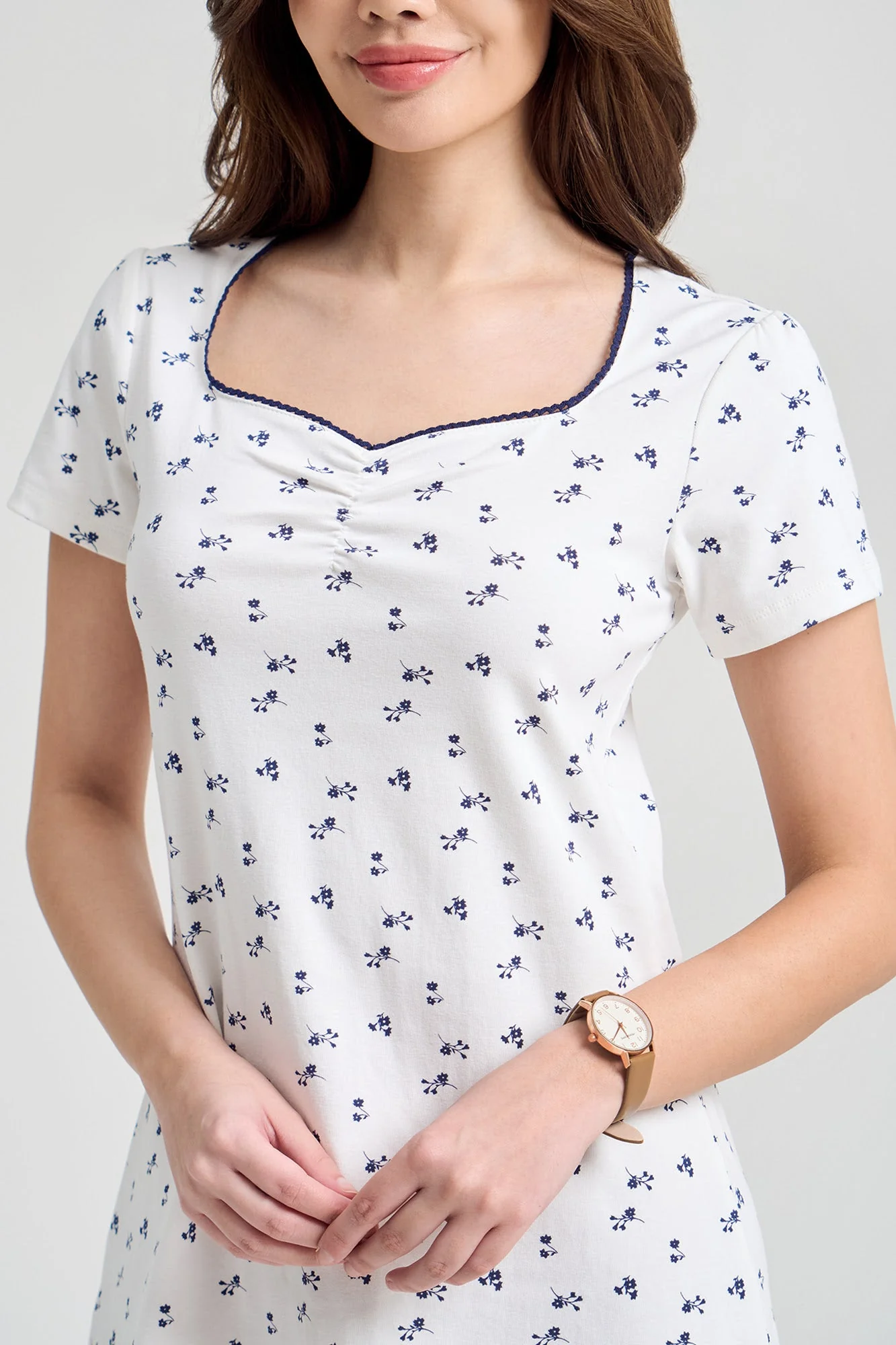 Floral All-Over Print Short Sleeve A-Line Dress - Image 6