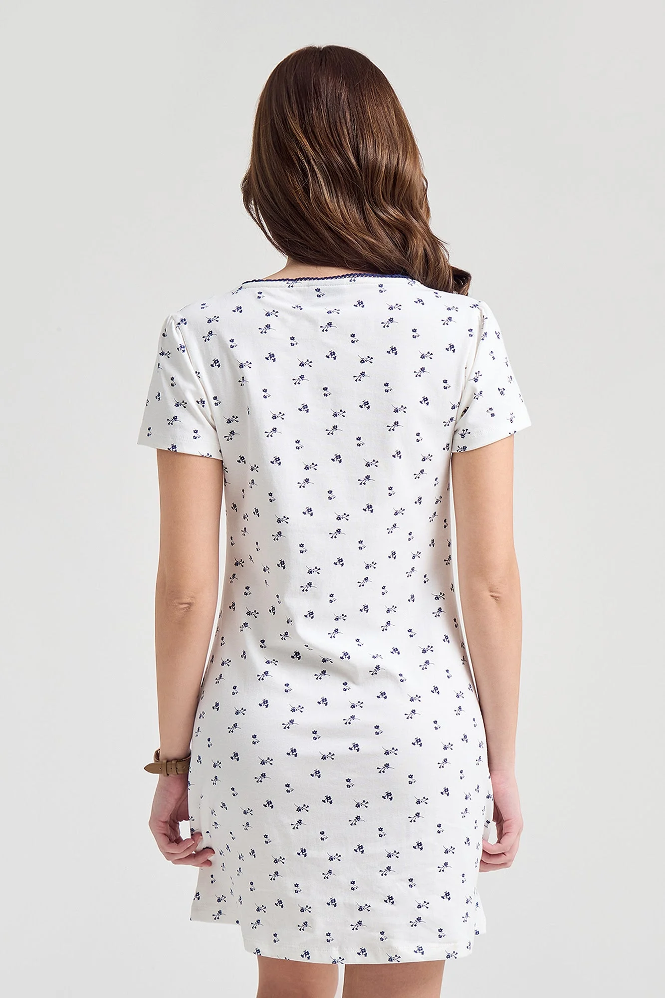 Floral All-Over Print Short Sleeve A-Line Dress - Image 7