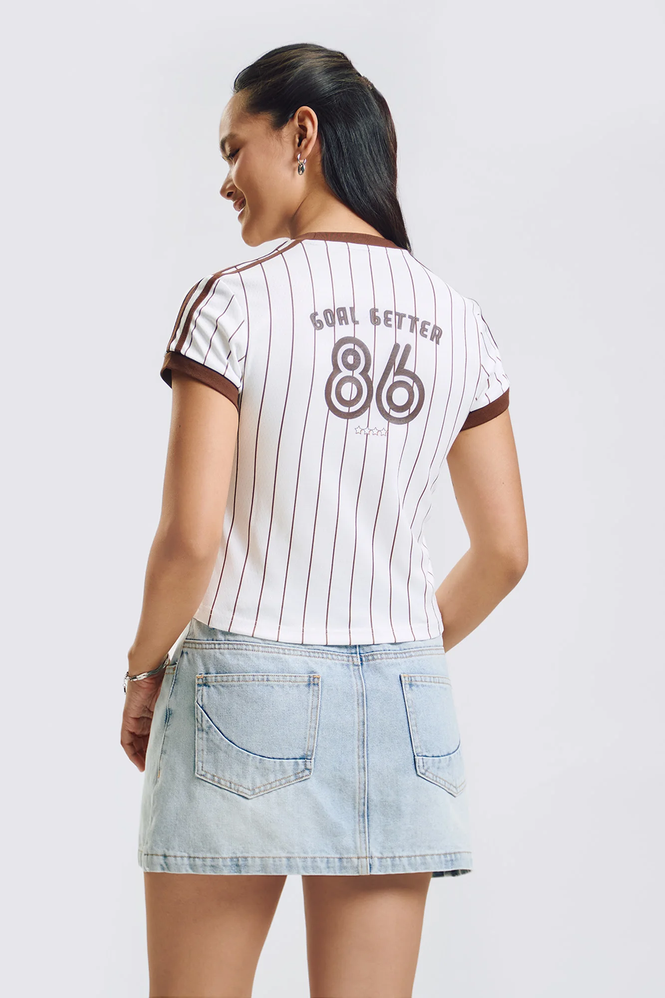 Goal Getter Striped Ringer Graphic T-Shirt - Image 2