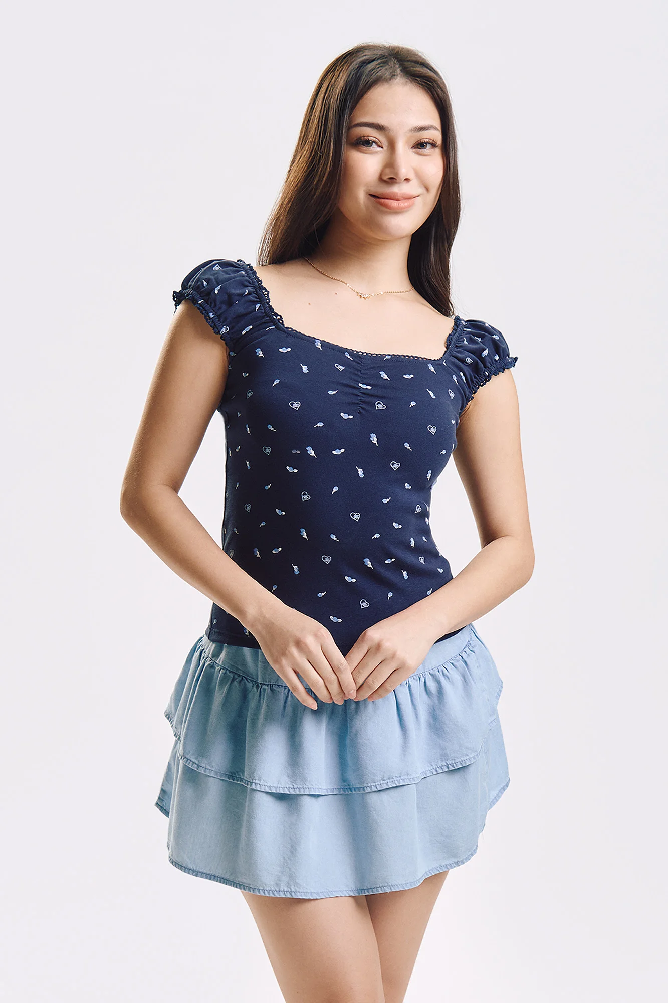 Heart All-Over Print Slim Top