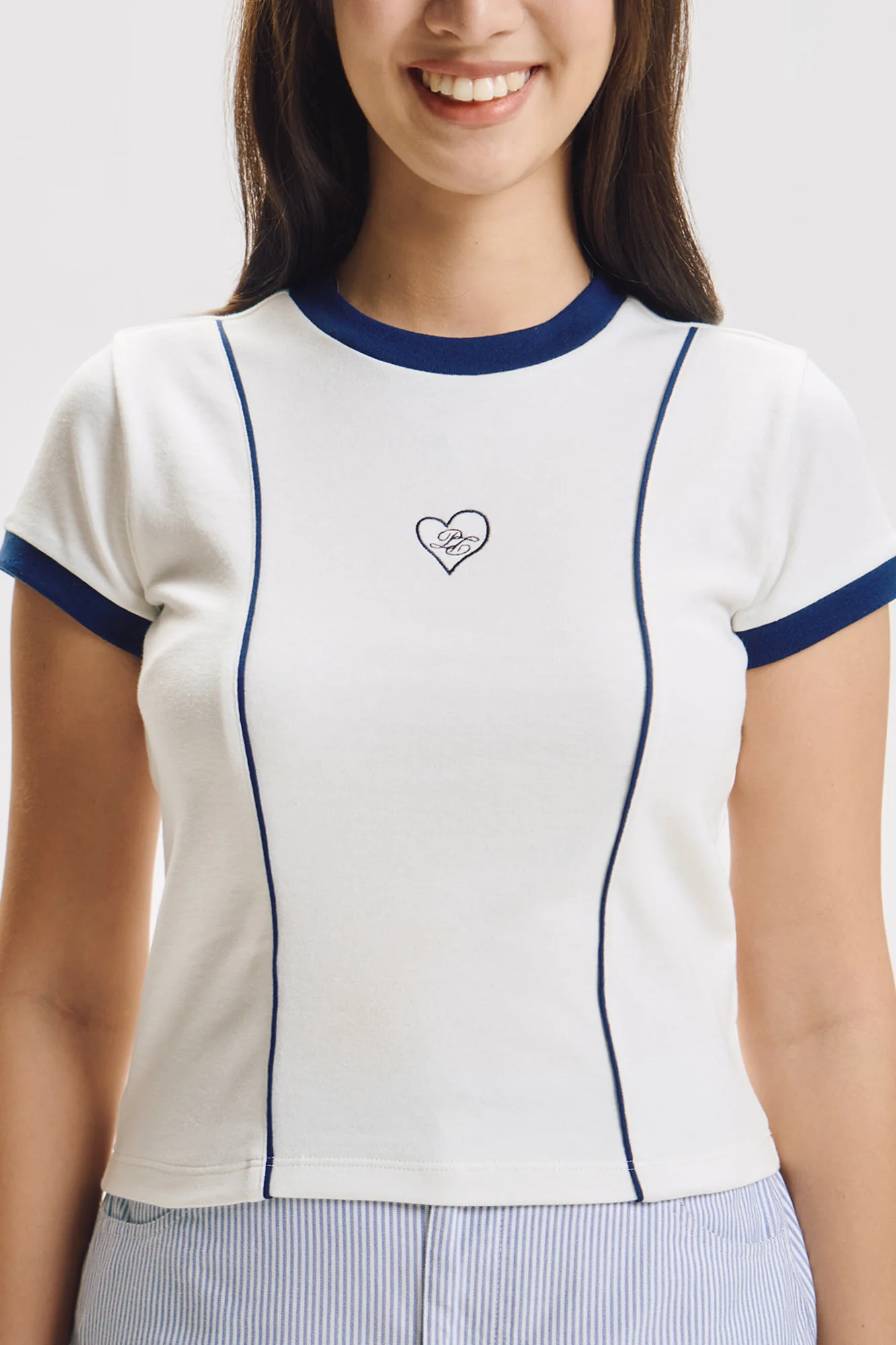 Heart Slim Ringer T-Shirt - Image 2