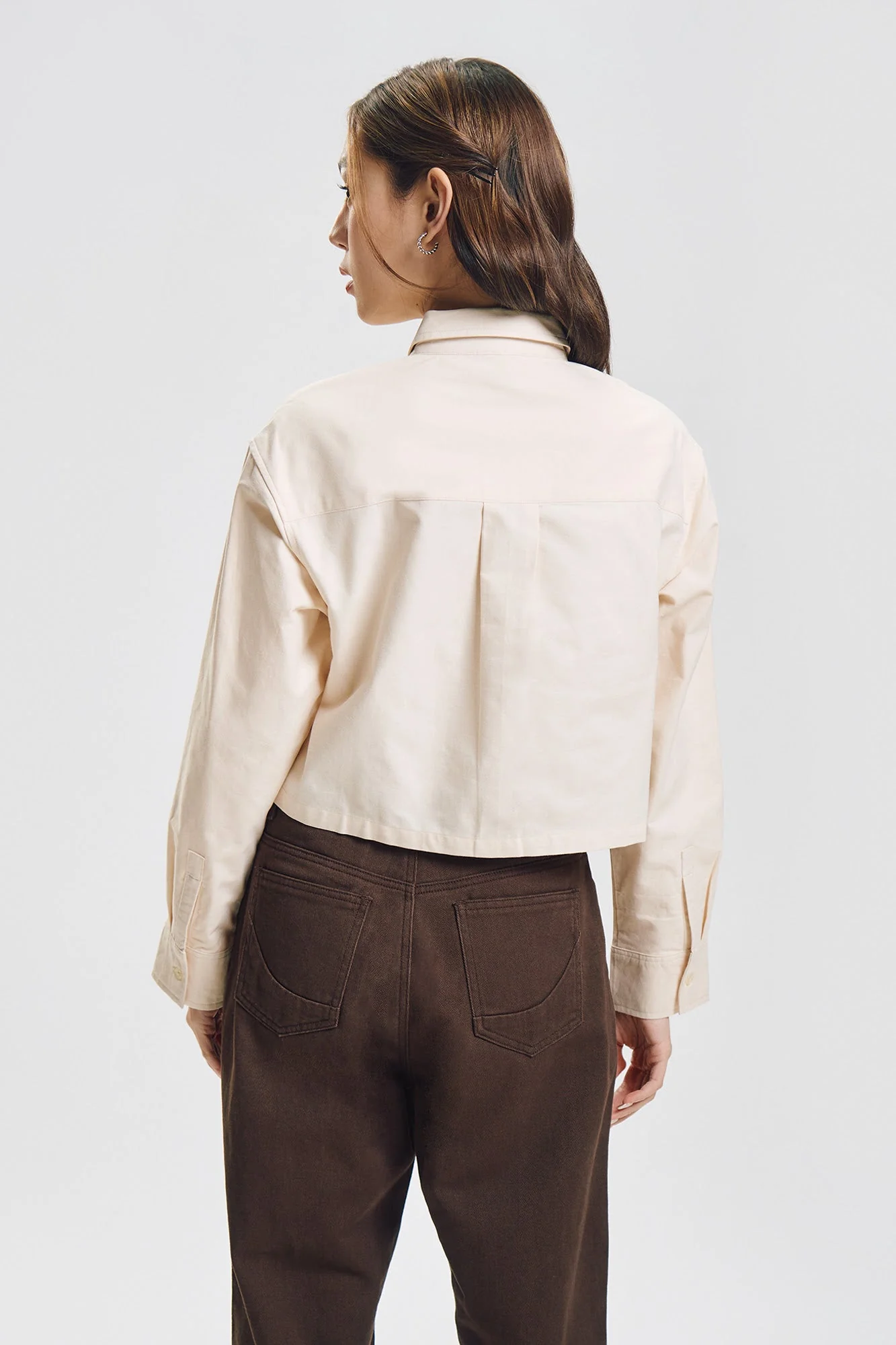 Long Sleeve Relaxed Oxford Button Down Top - Image 7