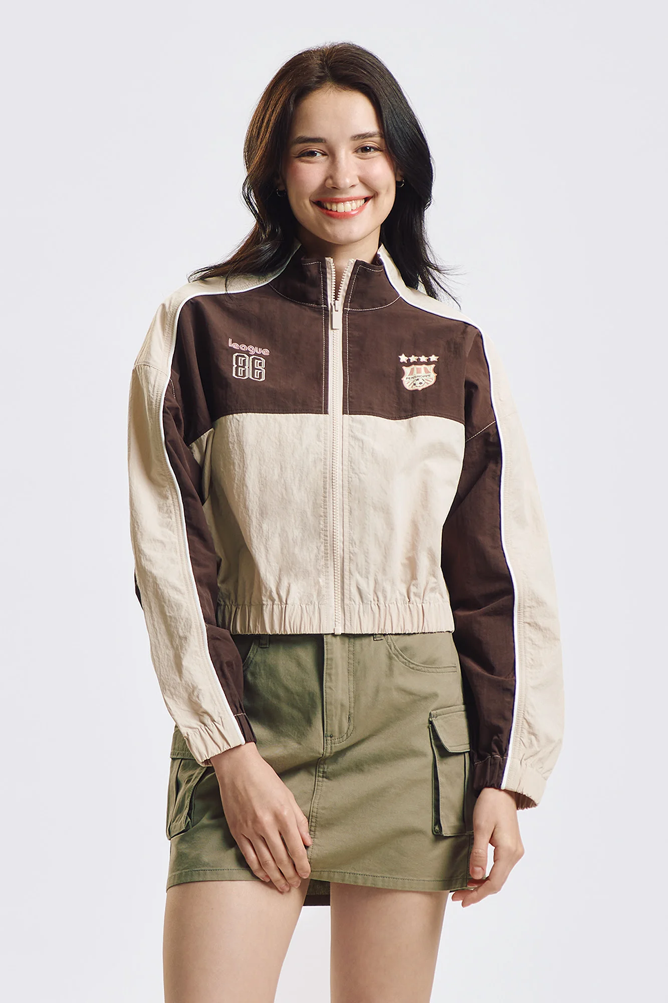 Loose Color Block Nylon Jacket