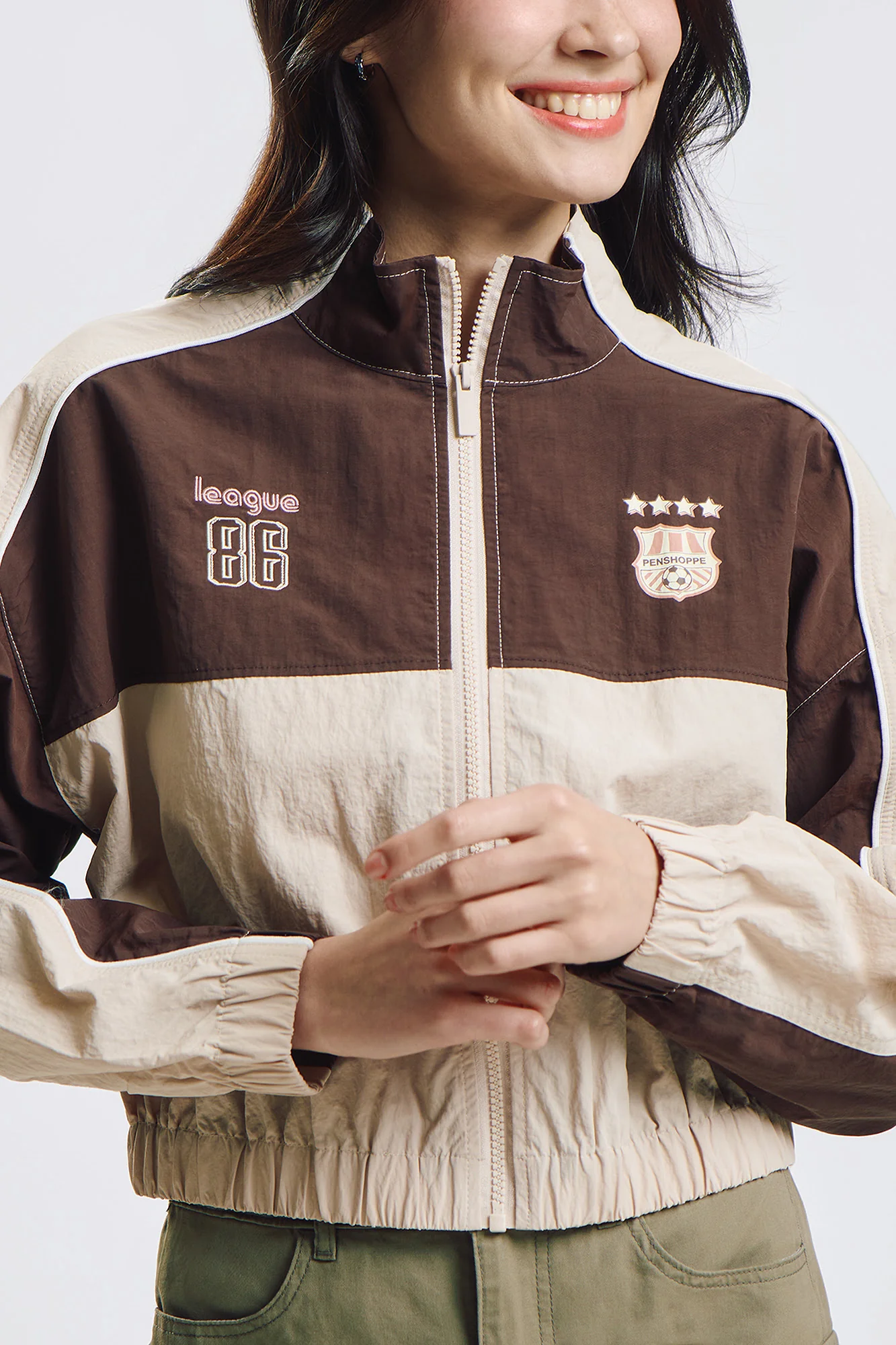 Loose Color Block Nylon Jacket - Image 2