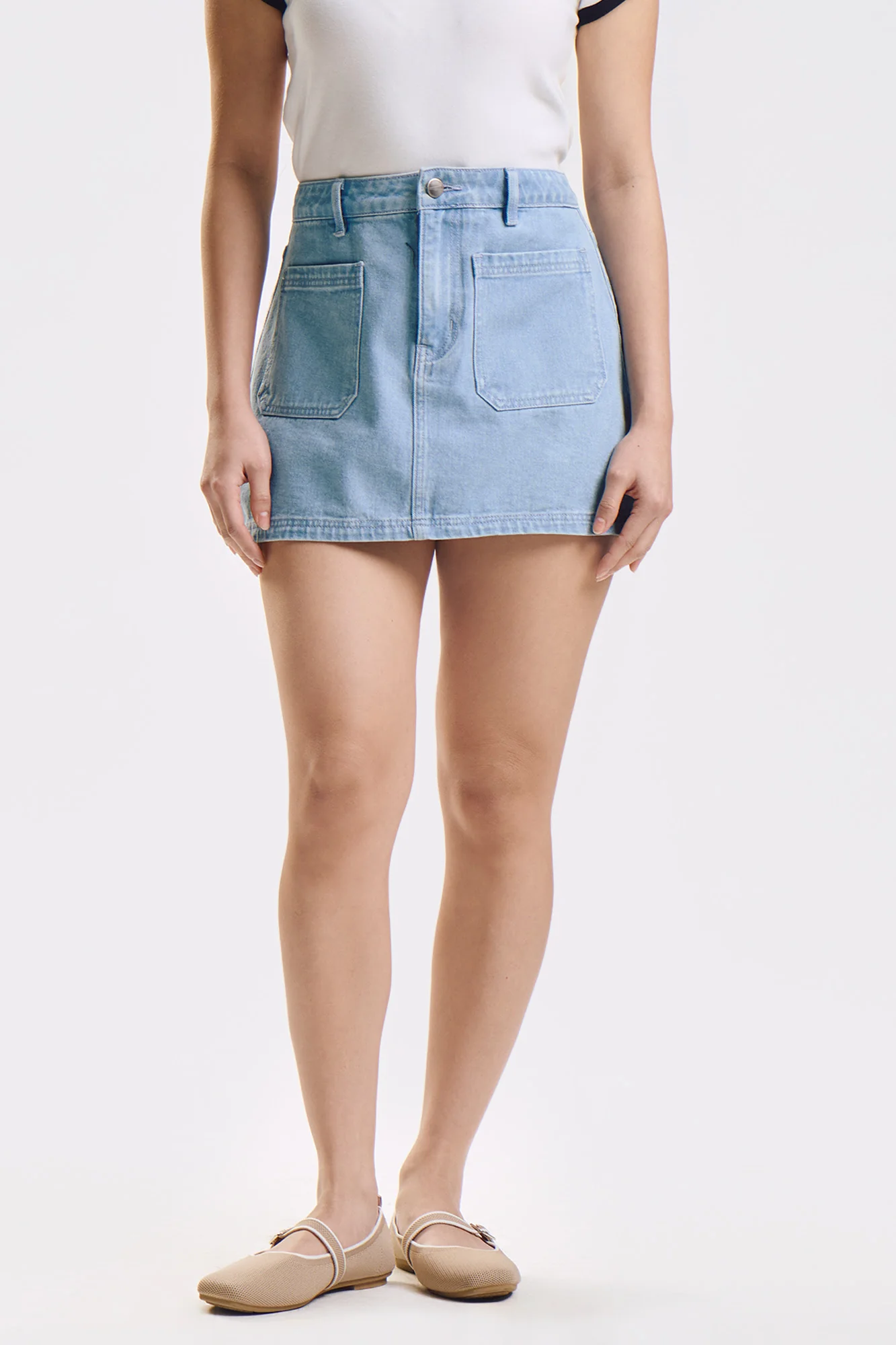 Mid Waist Denim Skirt