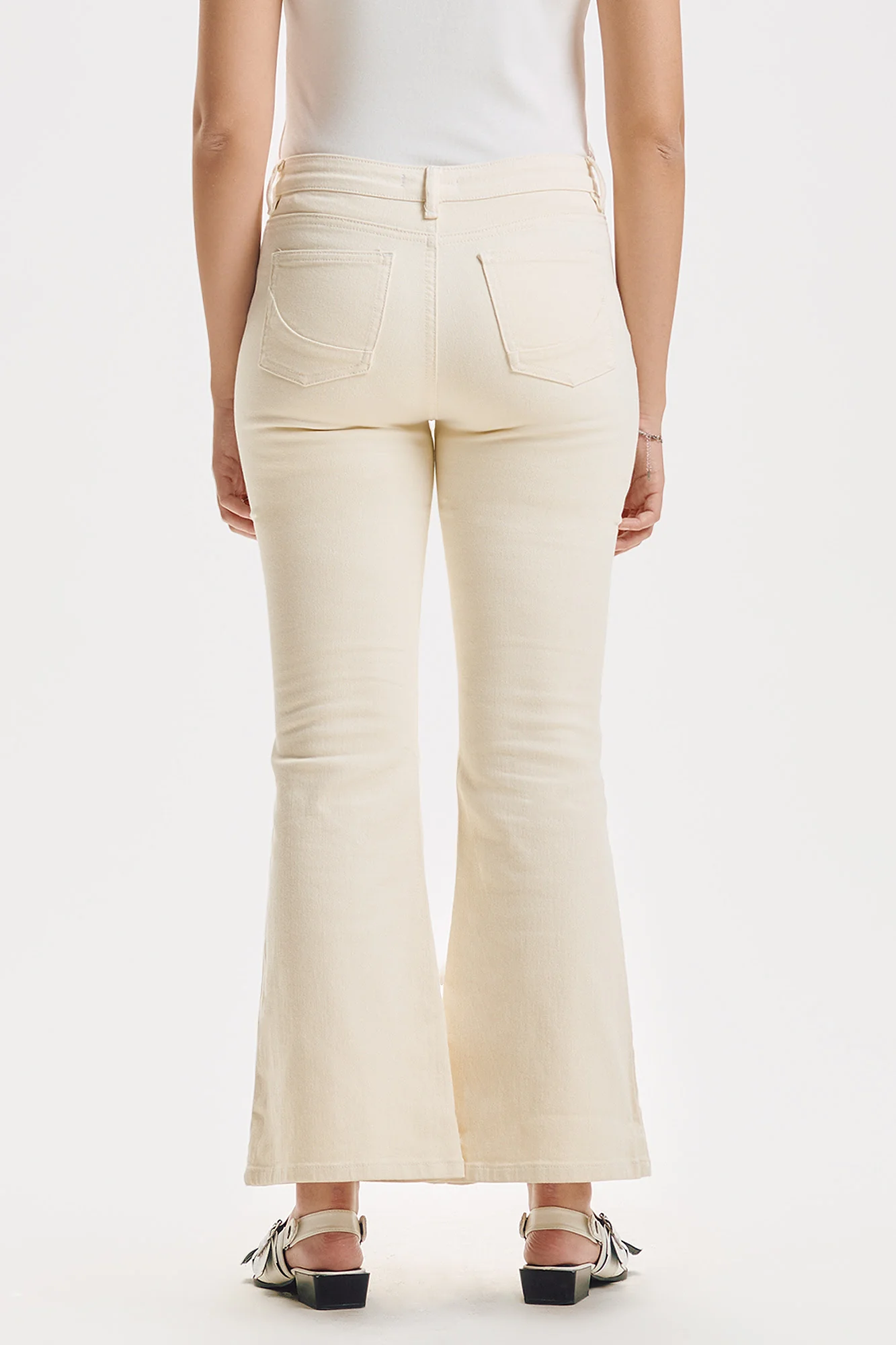 Mid Waist Flare Jeans with Studs - Image 3