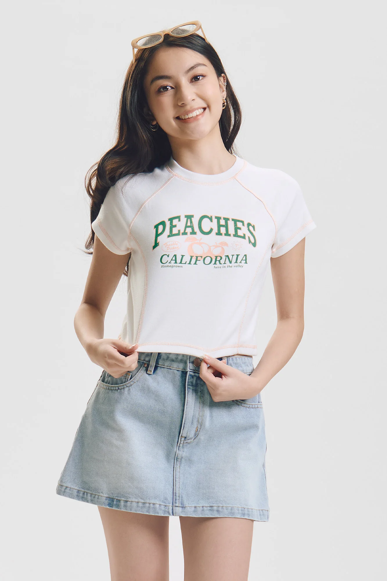 Peaches Slim Raglan Graphic T-Shirt