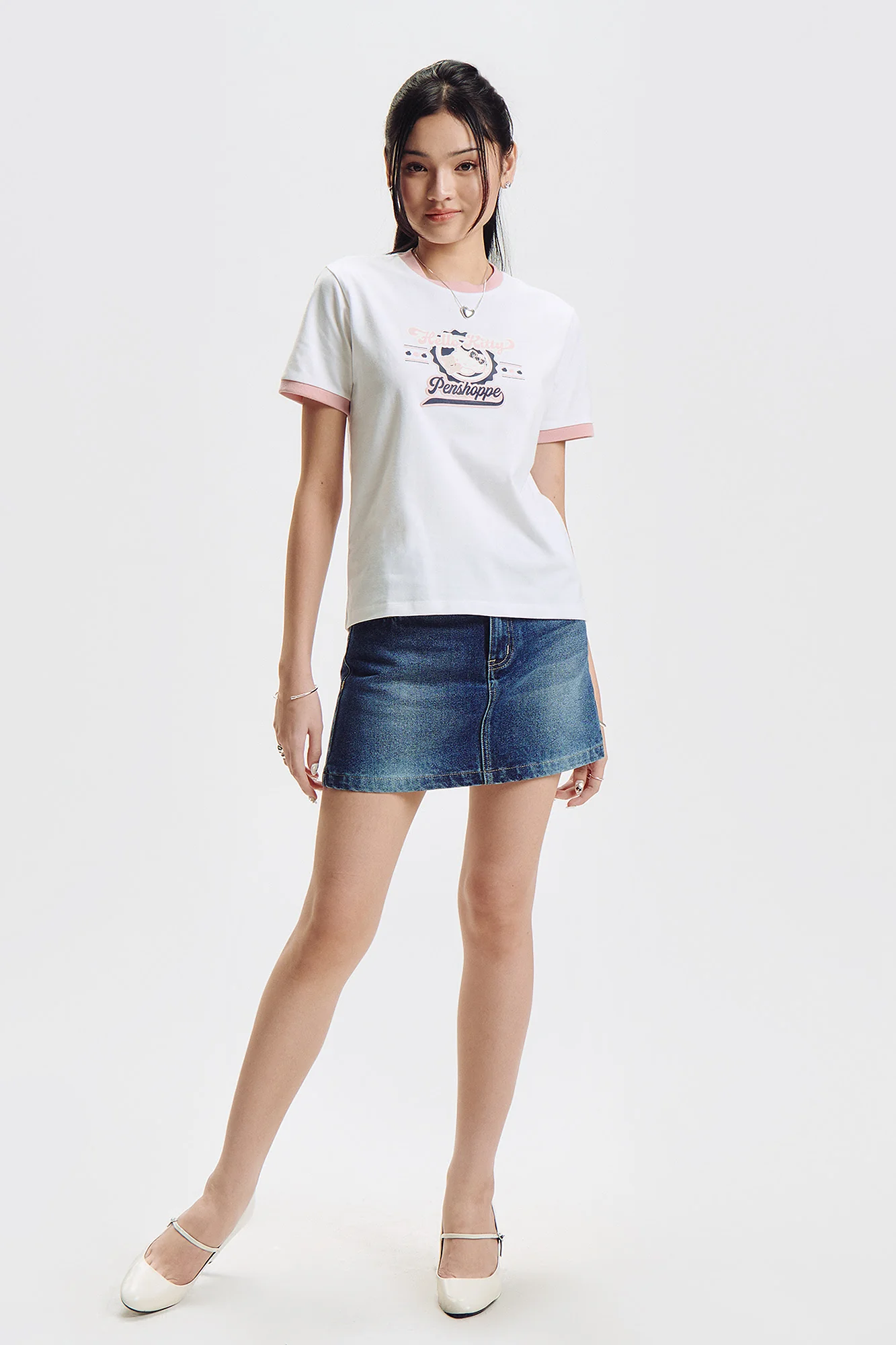 Penshoppe ❤️ Hello Kitty Relaxed Ringer Graphic T-Shirt - Image 4