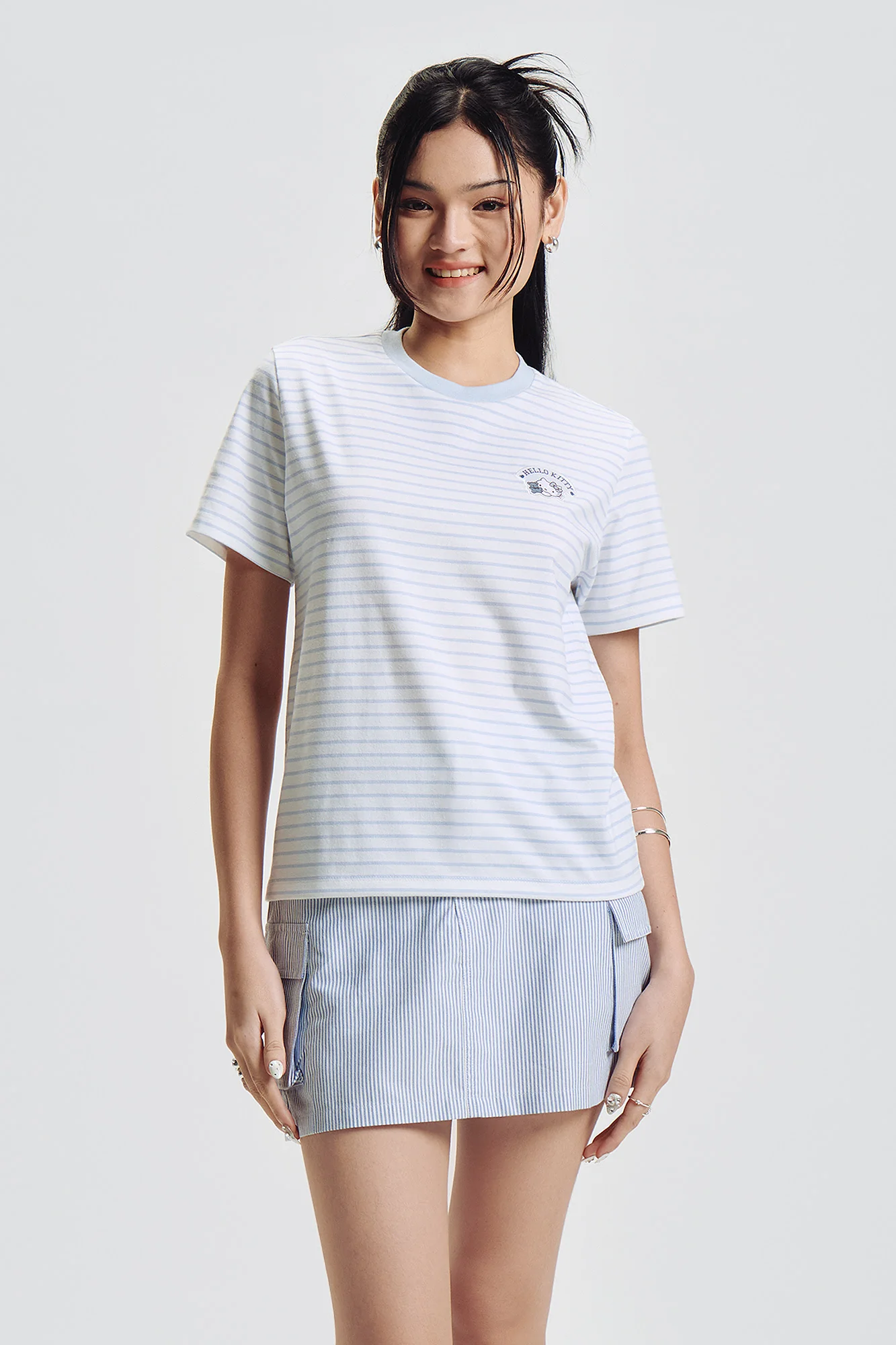 Penshoppe ❤️ Hello Kitty Striped Relaxed Fit T-Shirt