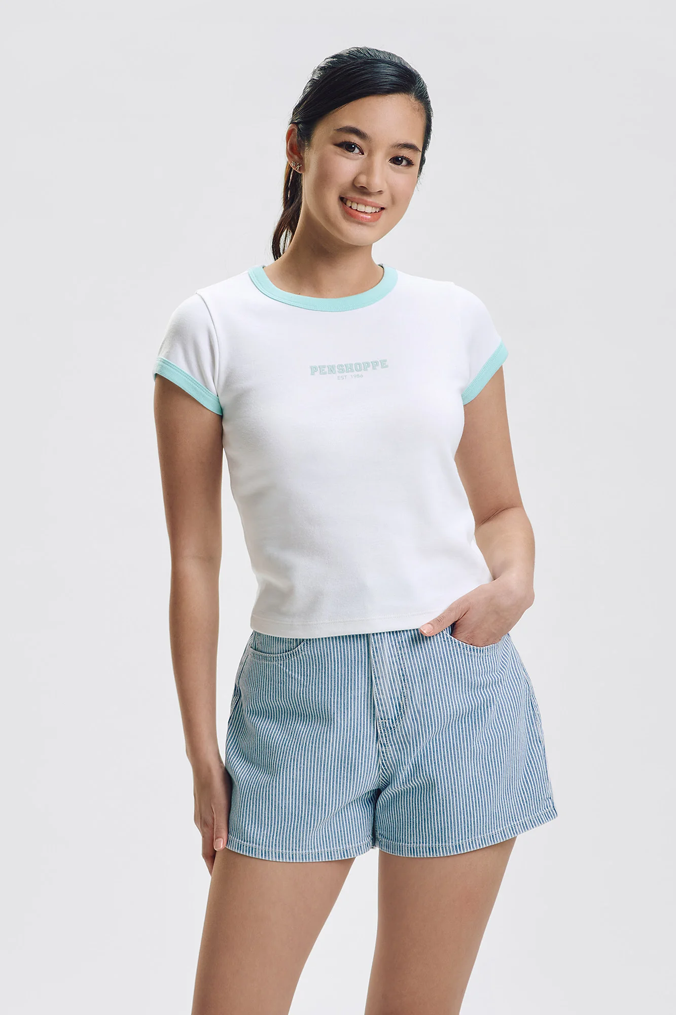 Penshoppe Slim Ringer Graphic T-Shirt