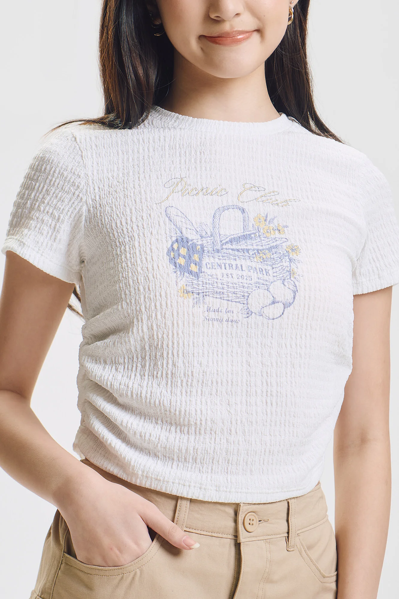 Picnic Club Slim Textured Graphic Top - Image 2