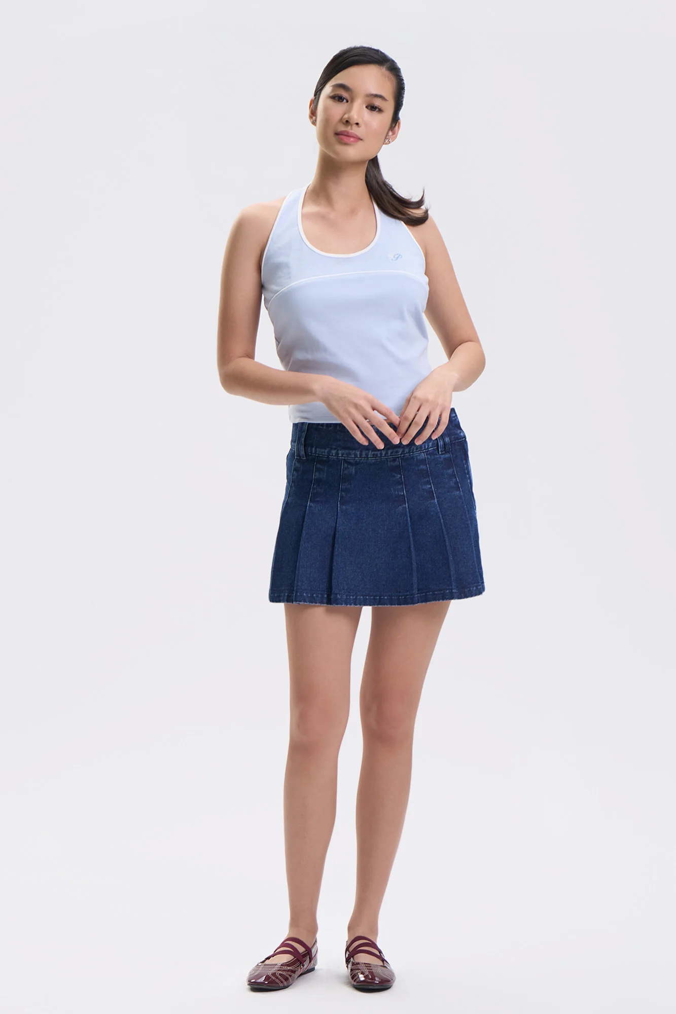 Pleated Denim Skort - Image 5