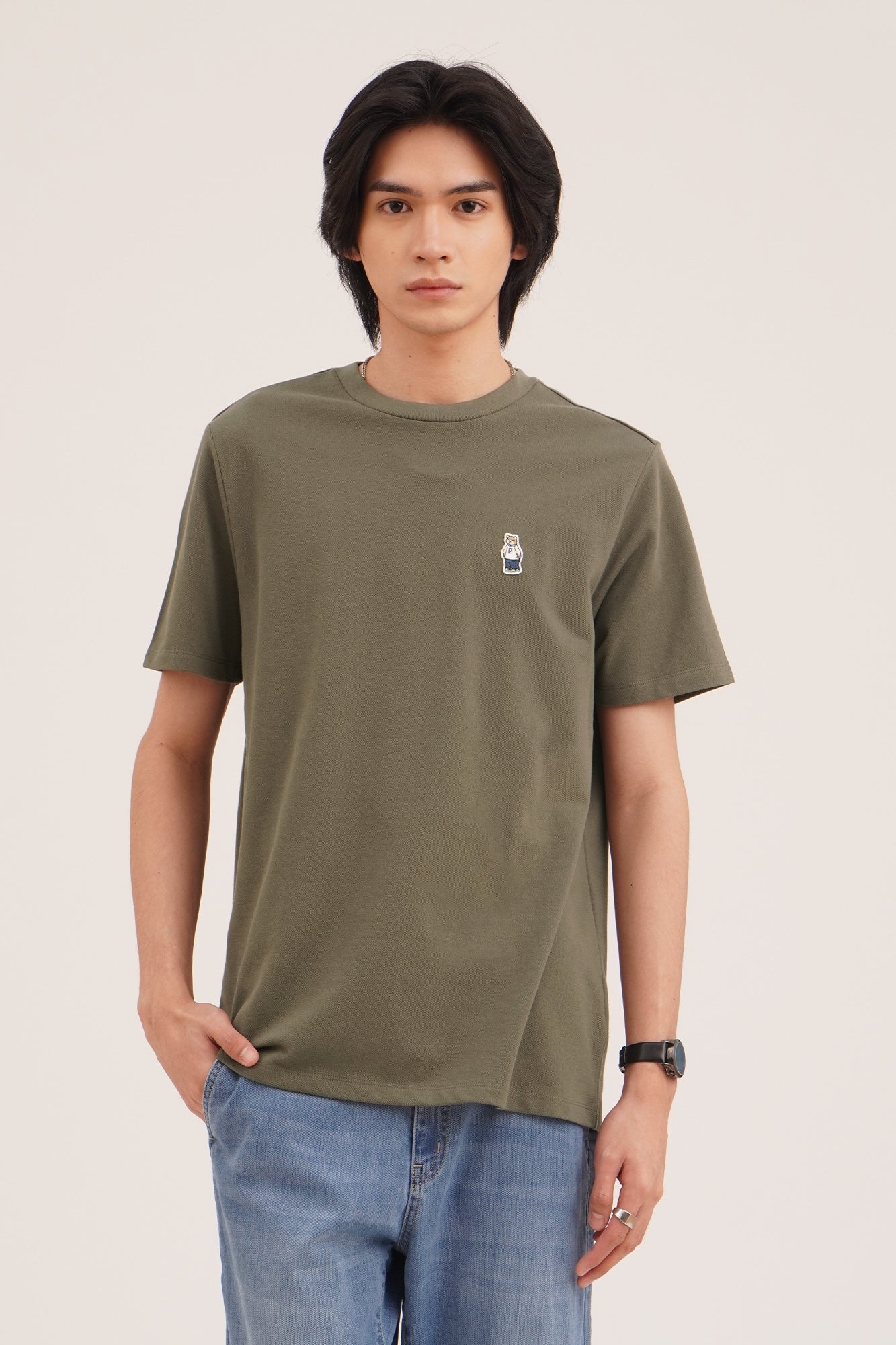 Regular Fit T-Shirt with Crew Bear Patch Embroidery - Image 13