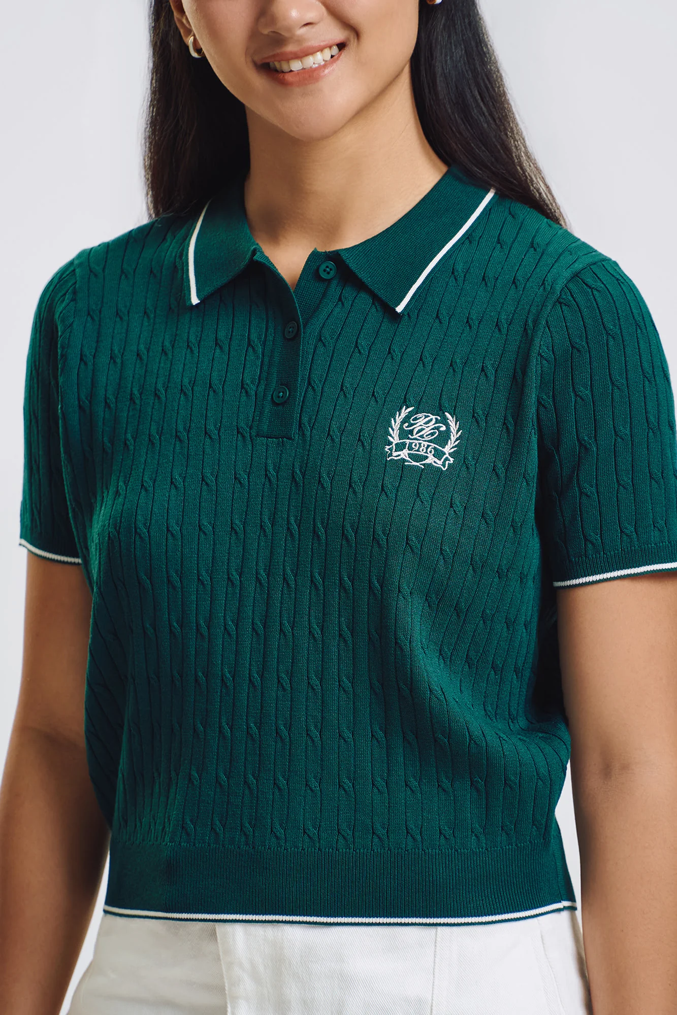 Relaxed Cable Knit Polo - Image 2