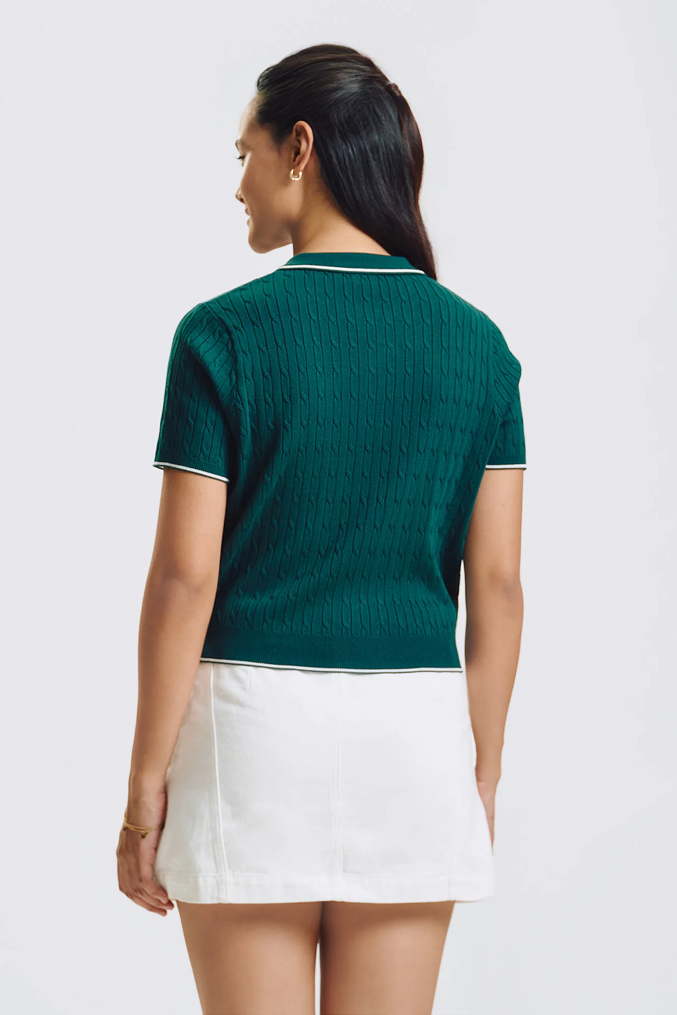 Relaxed Cable Knit Polo - Image 3