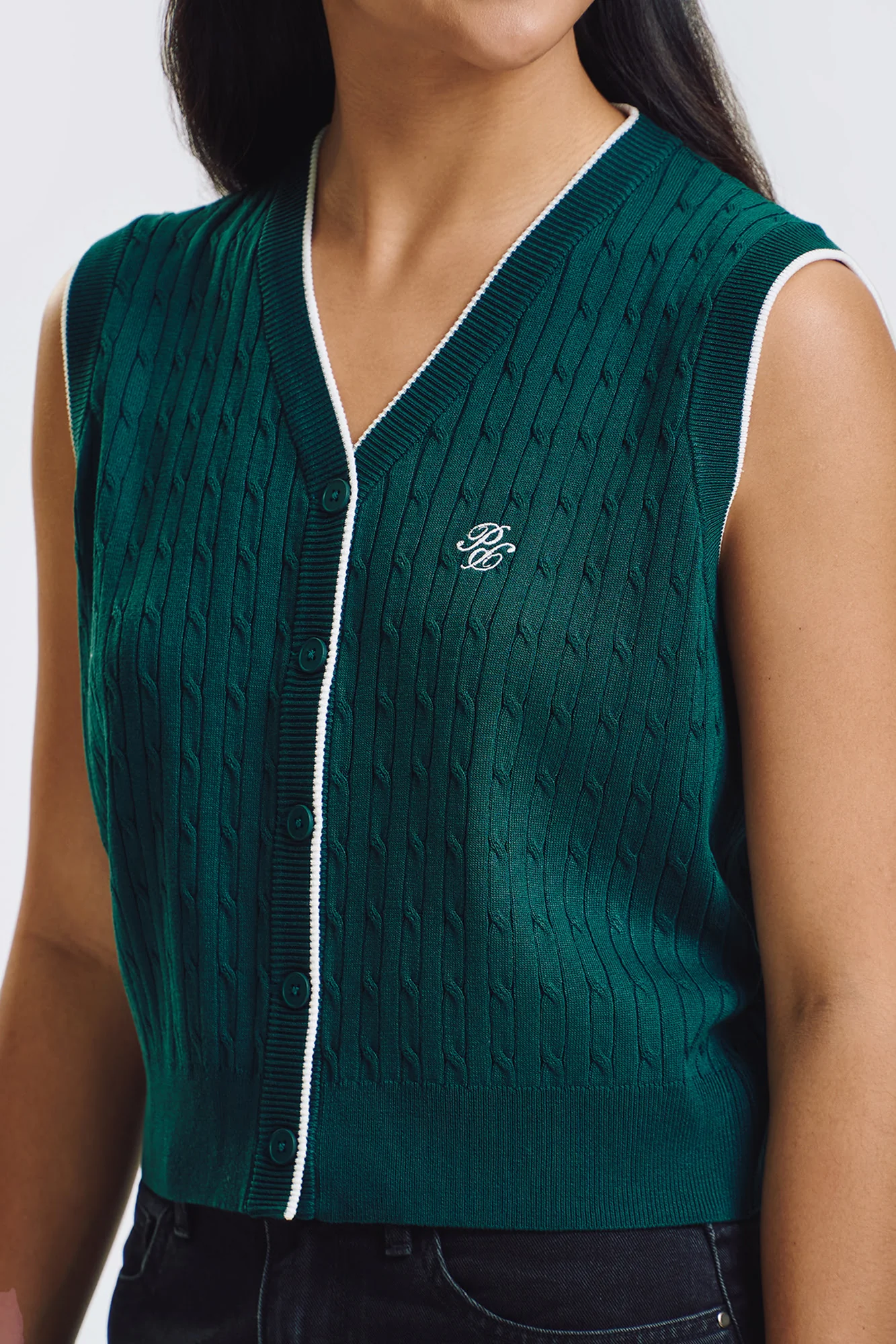 Relaxed Cable Knit Vest - Image 2