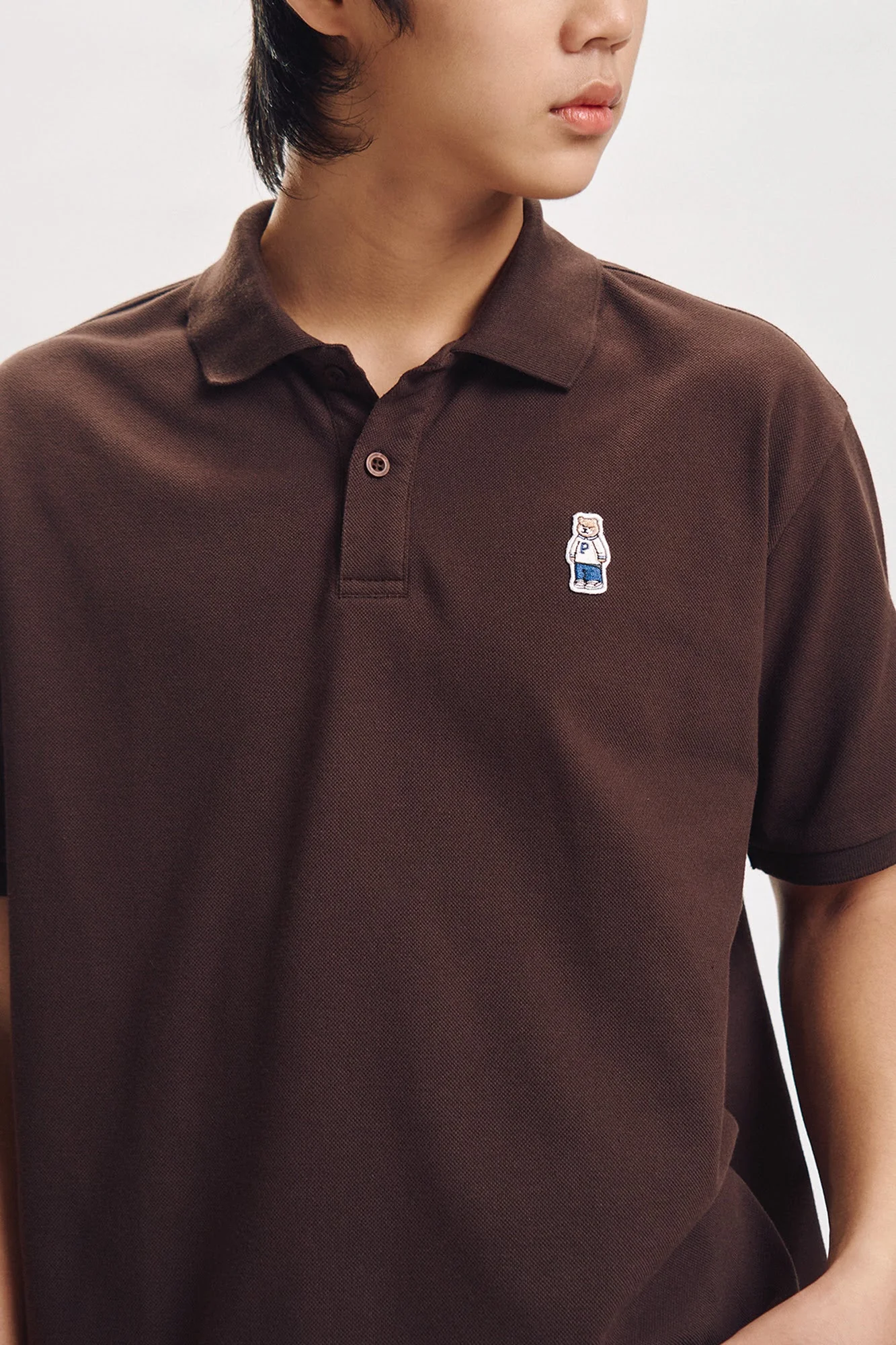 Relaxed Fit Polo with Crew Bear Patch Embroidery - Image 10