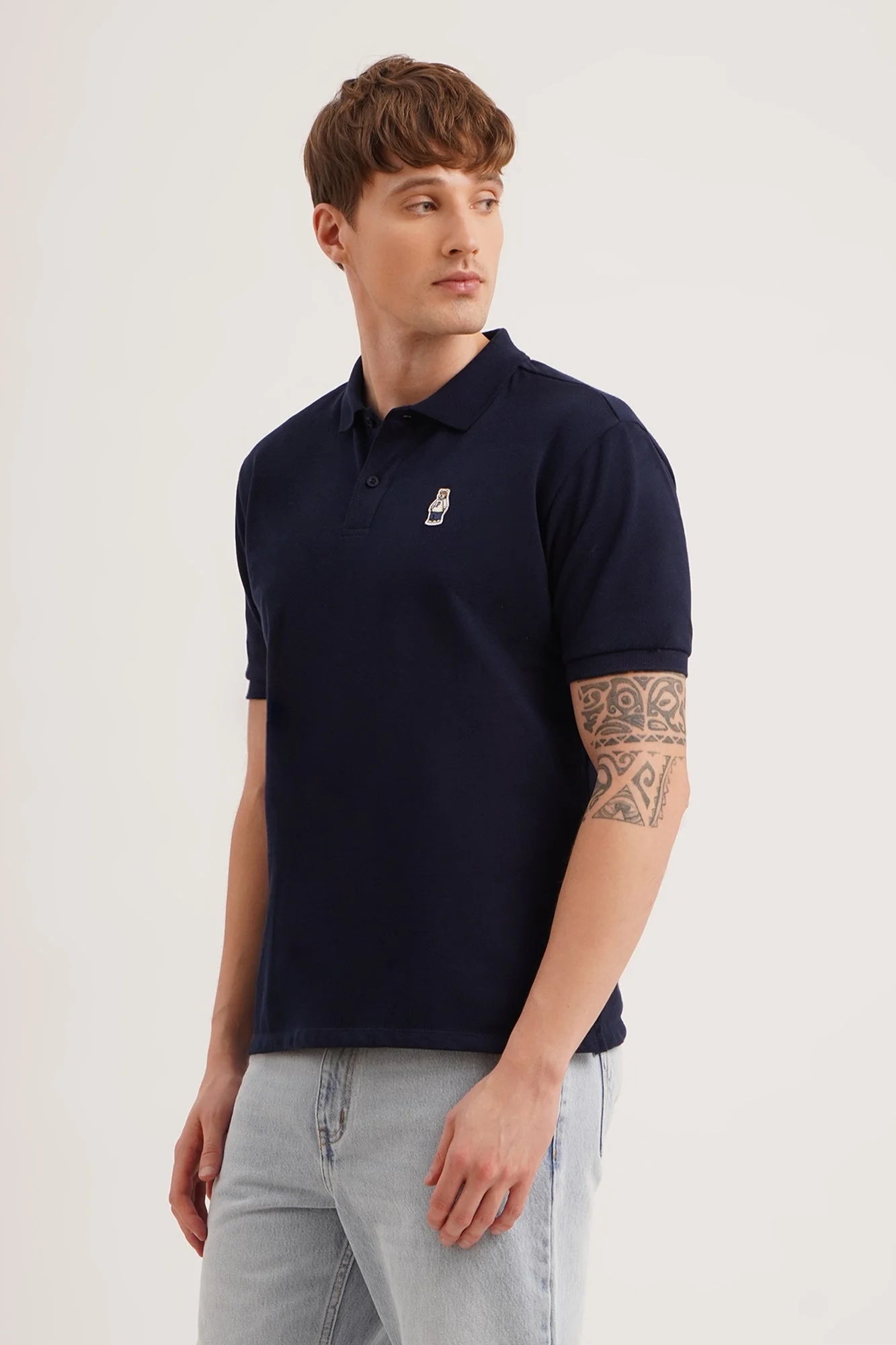 Relaxed Fit Polo with Crew Bear Patch Embroidery - Image 35