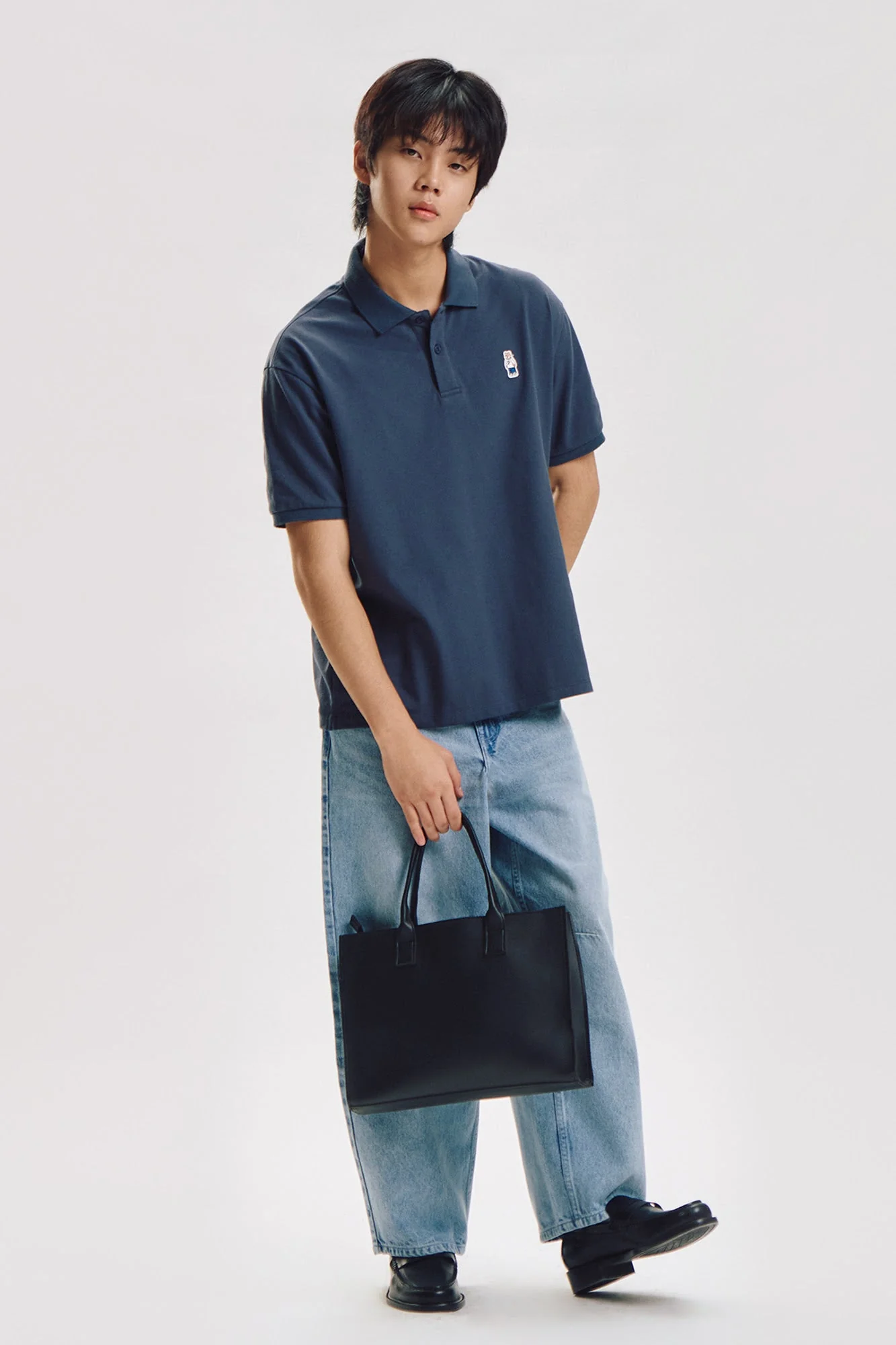 Relaxed Fit Polo with Crew Bear Patch Embroidery - Image 8