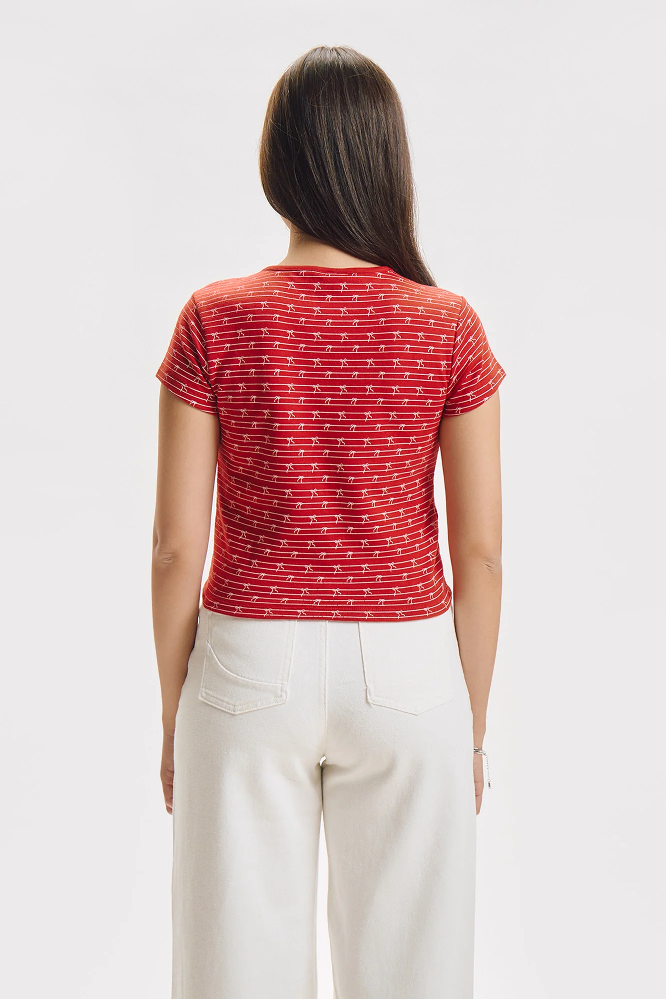 Ribbon All-Over Print Slim Button Down Top - Image 3