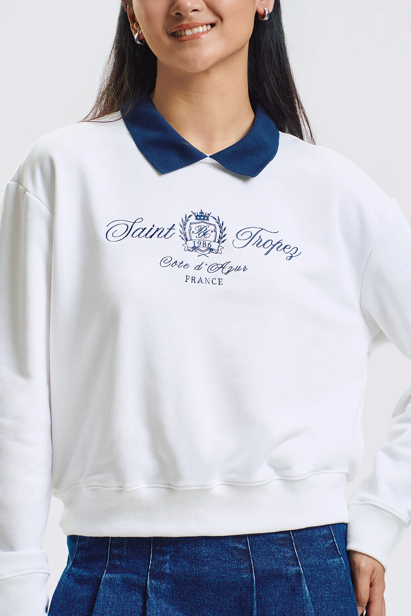 Saint Tropez Relaxed Two-Fer Pullover - Image 2