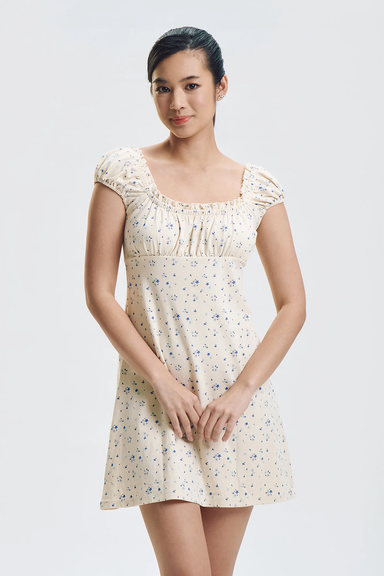 Short Sleeve Floral Print Mini Dress