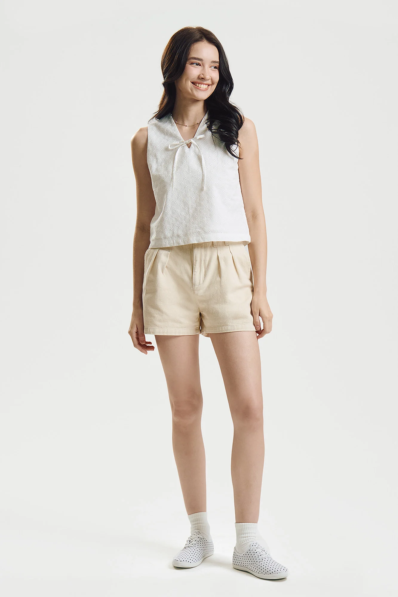 Sleeveless Eyelet Top with Tie Detail - Image 4