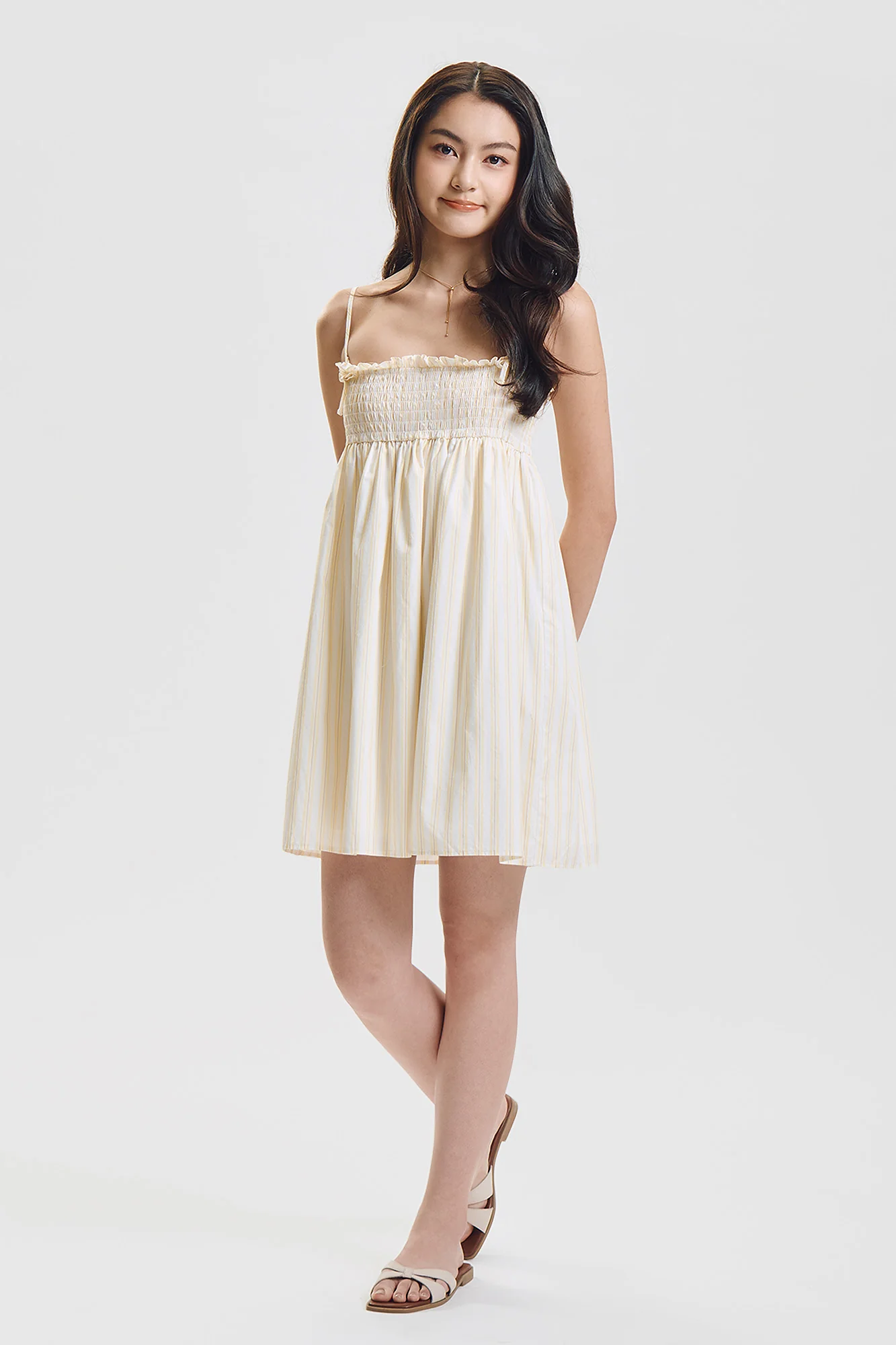 Sleeveless Two Way Smocked Striped Mini Dress - Image 4