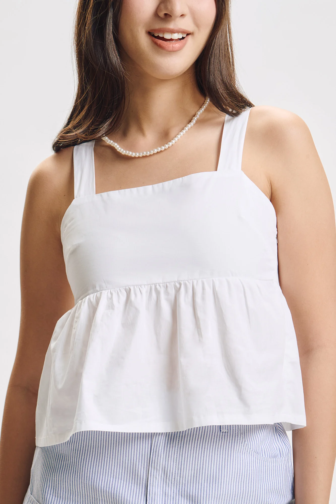 Sleeveless Wide Strap Peplum Top - Image 2